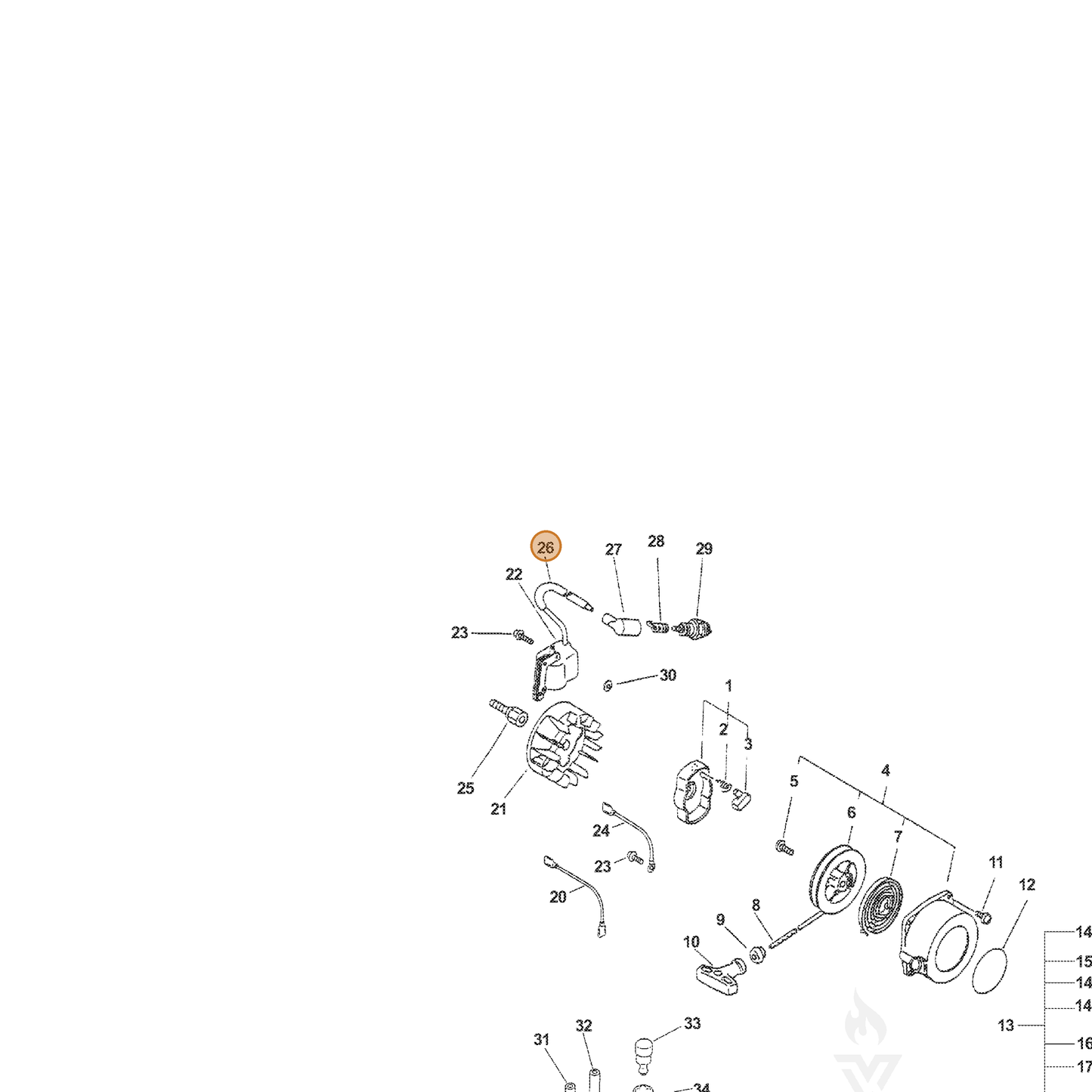 ECHO part 15661105060 — IPL diagram snippet (6x zoom, amber highlight)