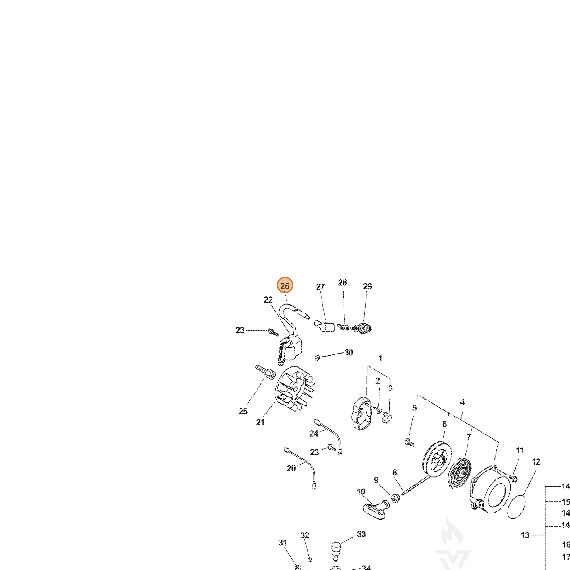 ECHO part 15661105060 — IPL diagram snippet (6x zoom, amber highlight)
