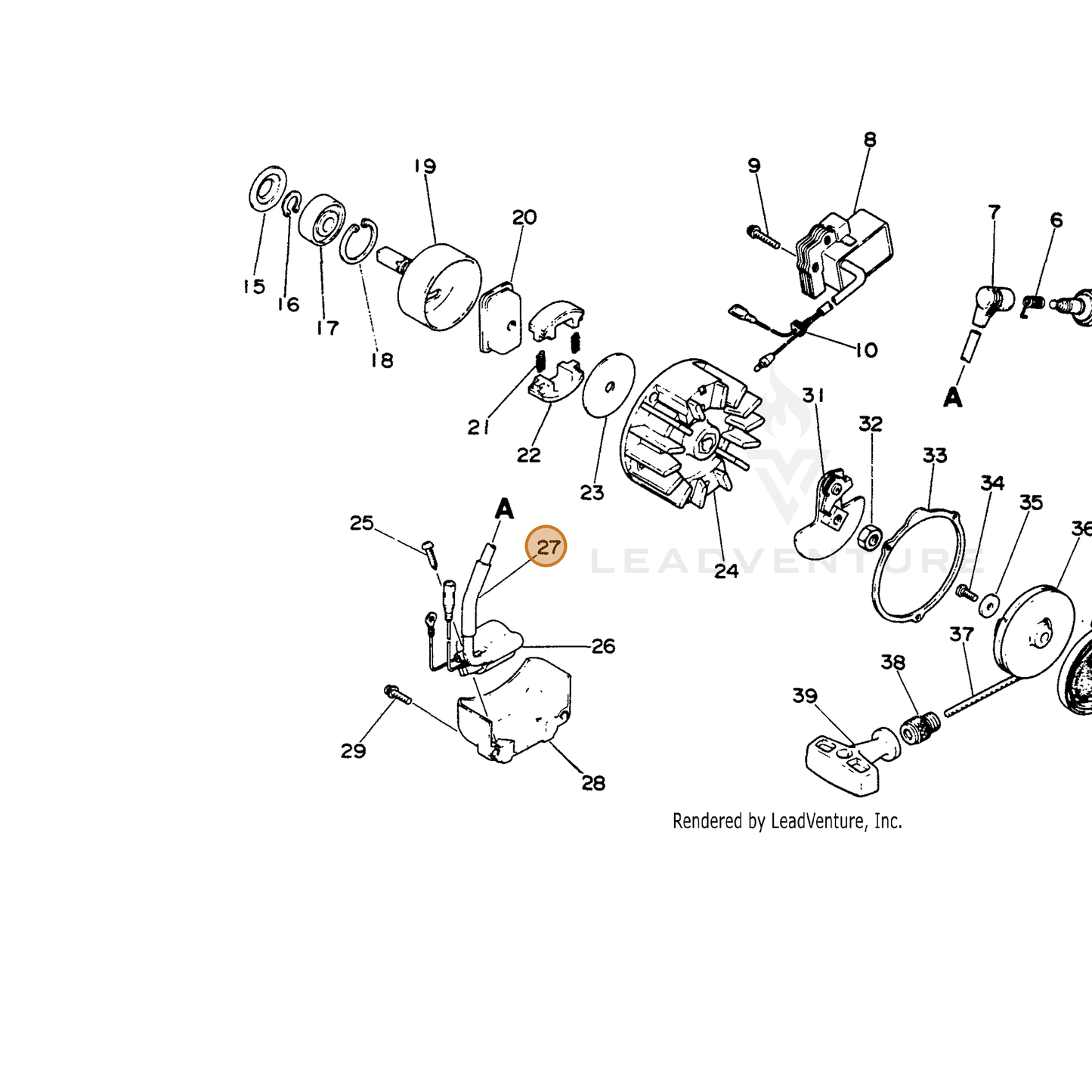 ECHO part 15661109420 — IPL diagram snippet (6x zoom, amber highlight)
