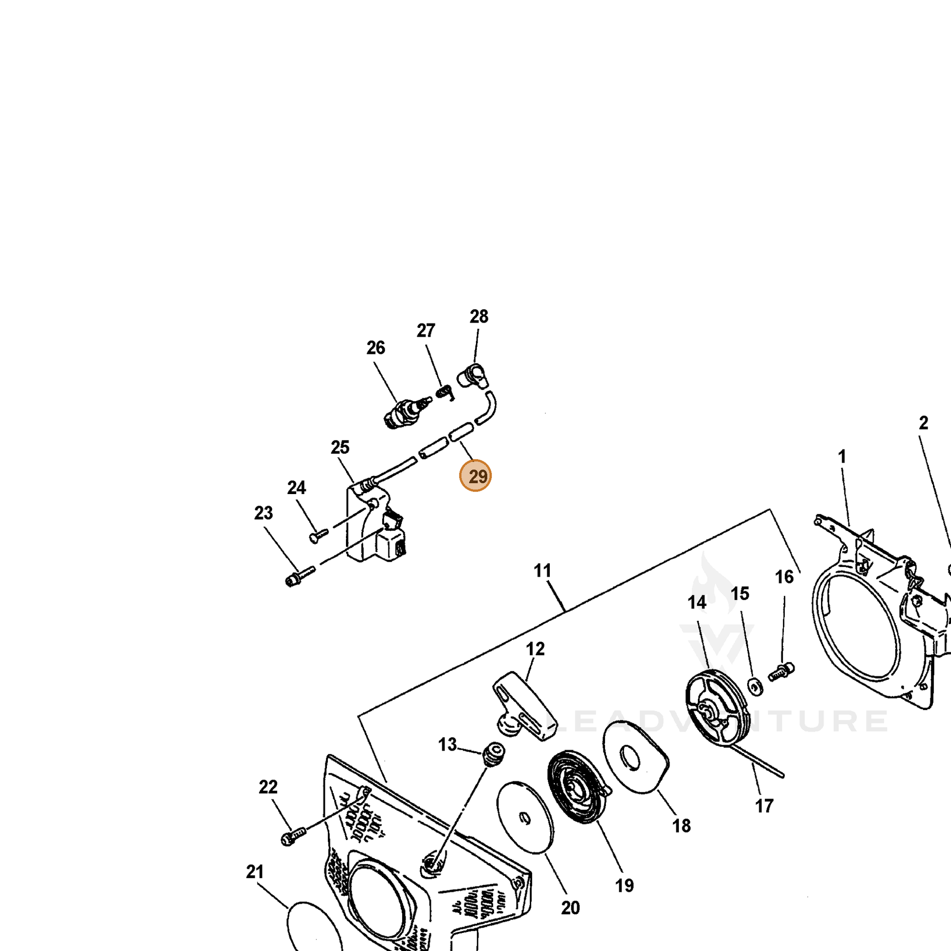 ECHO part 15661119830 — IPL diagram snippet (6x zoom, amber highlight)