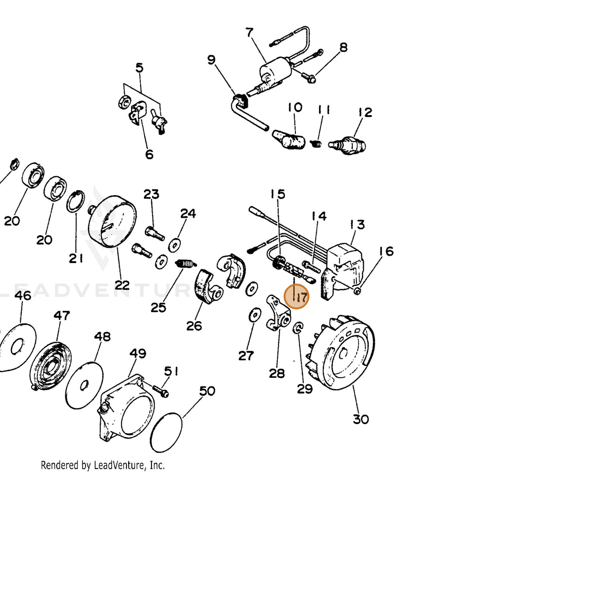 ECHO part 15661124830 — IPL diagram snippet (6x zoom, amber highlight)