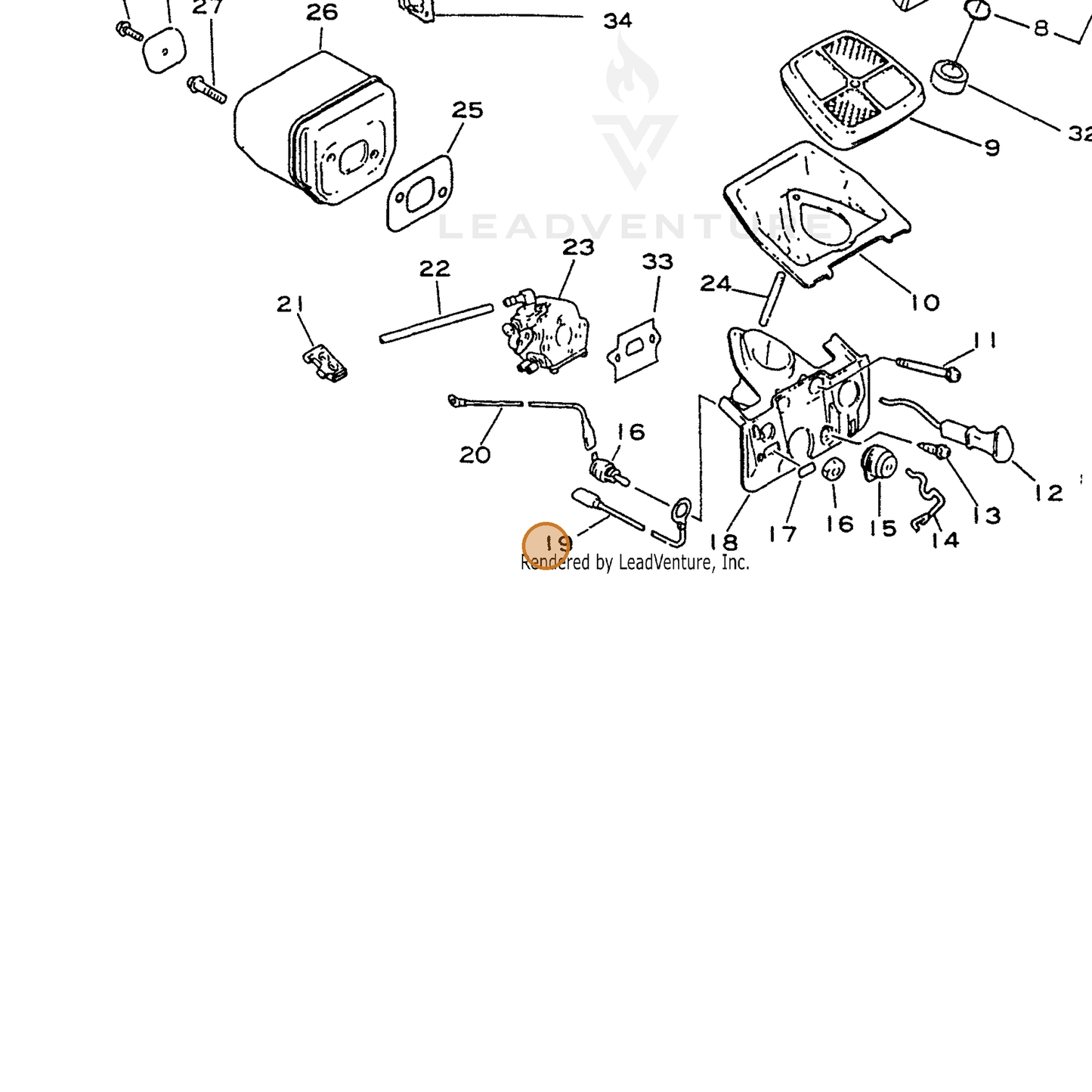 ECHO part 15662135430 — IPL diagram snippet (6x zoom, amber highlight)
