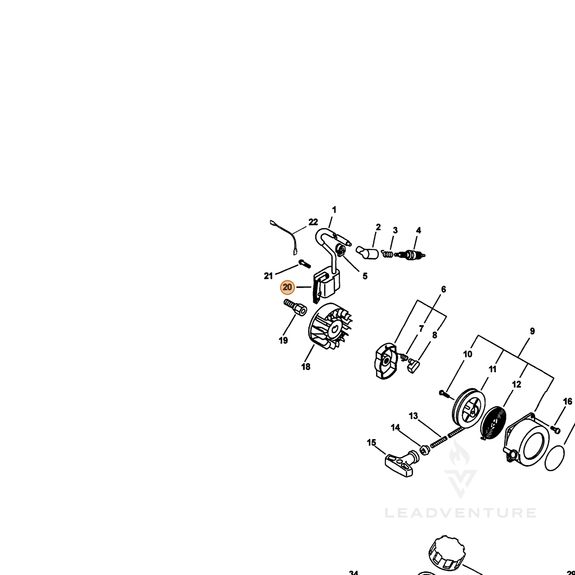ECHO part 15662609661 — IPL diagram snippet (6x zoom, amber highlight)