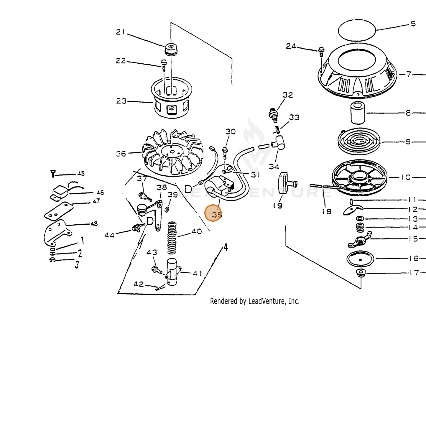 ECHO part 15662611621 — IPL diagram snippet (6x zoom, amber highlight)