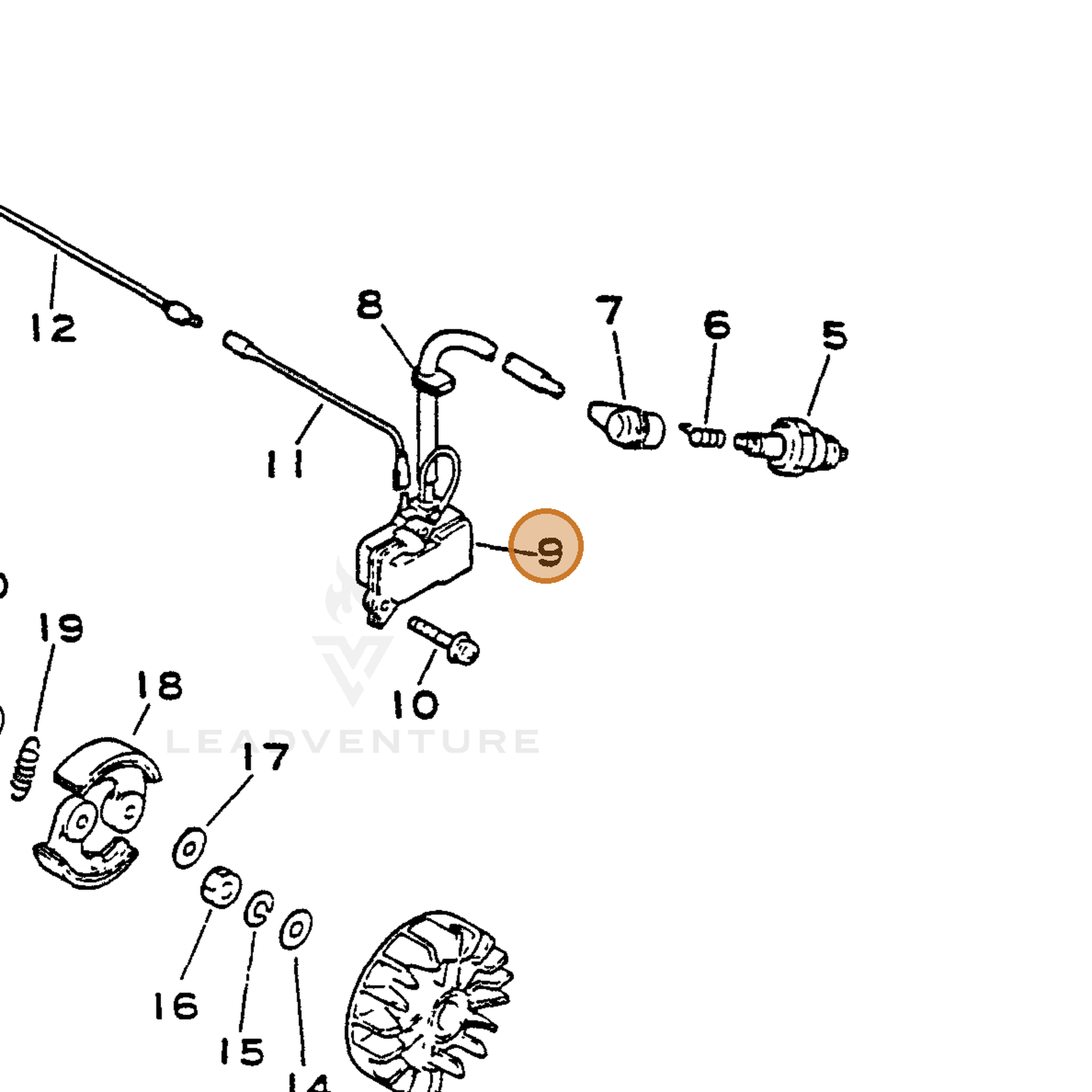 ECHO part 15662642230 — IPL diagram snippet (6x zoom, amber highlight)