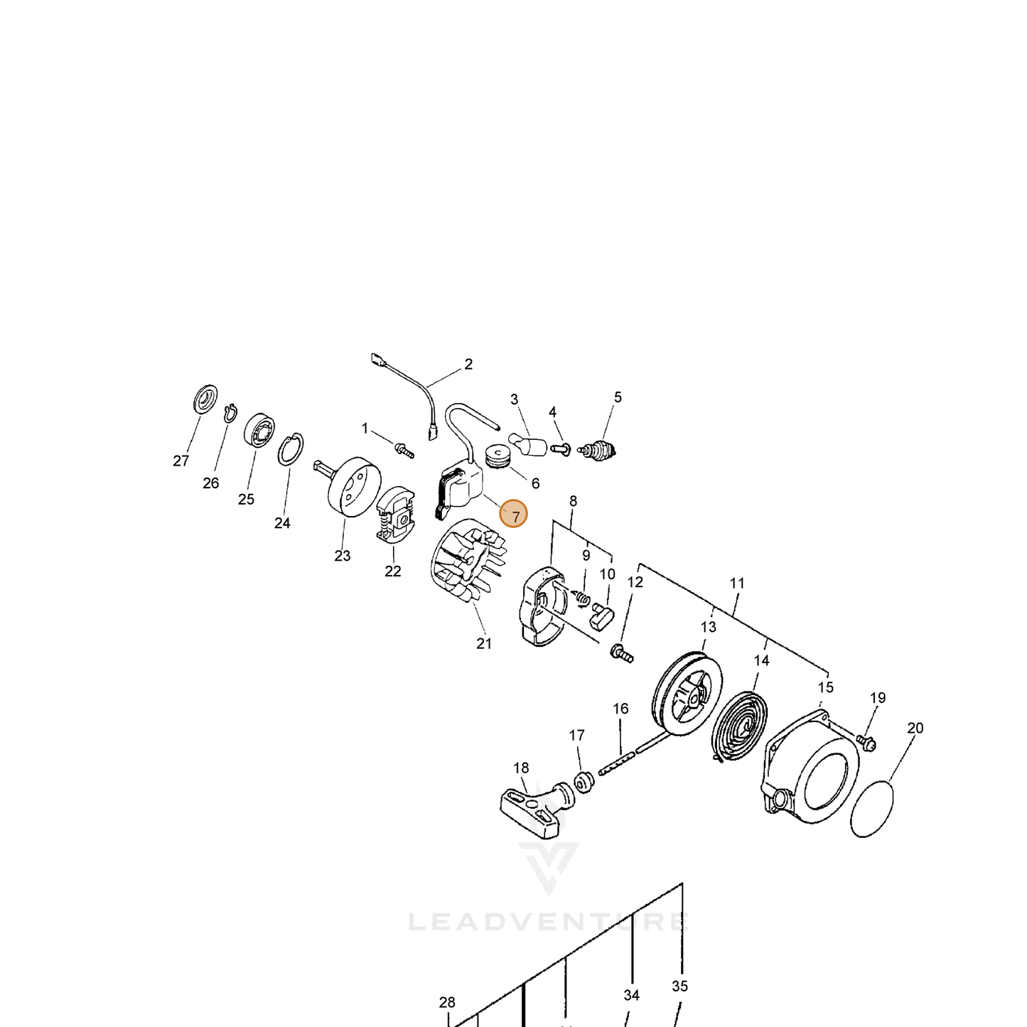 ECHO part 15662652731 — IPL diagram snippet (6x zoom, amber highlight)