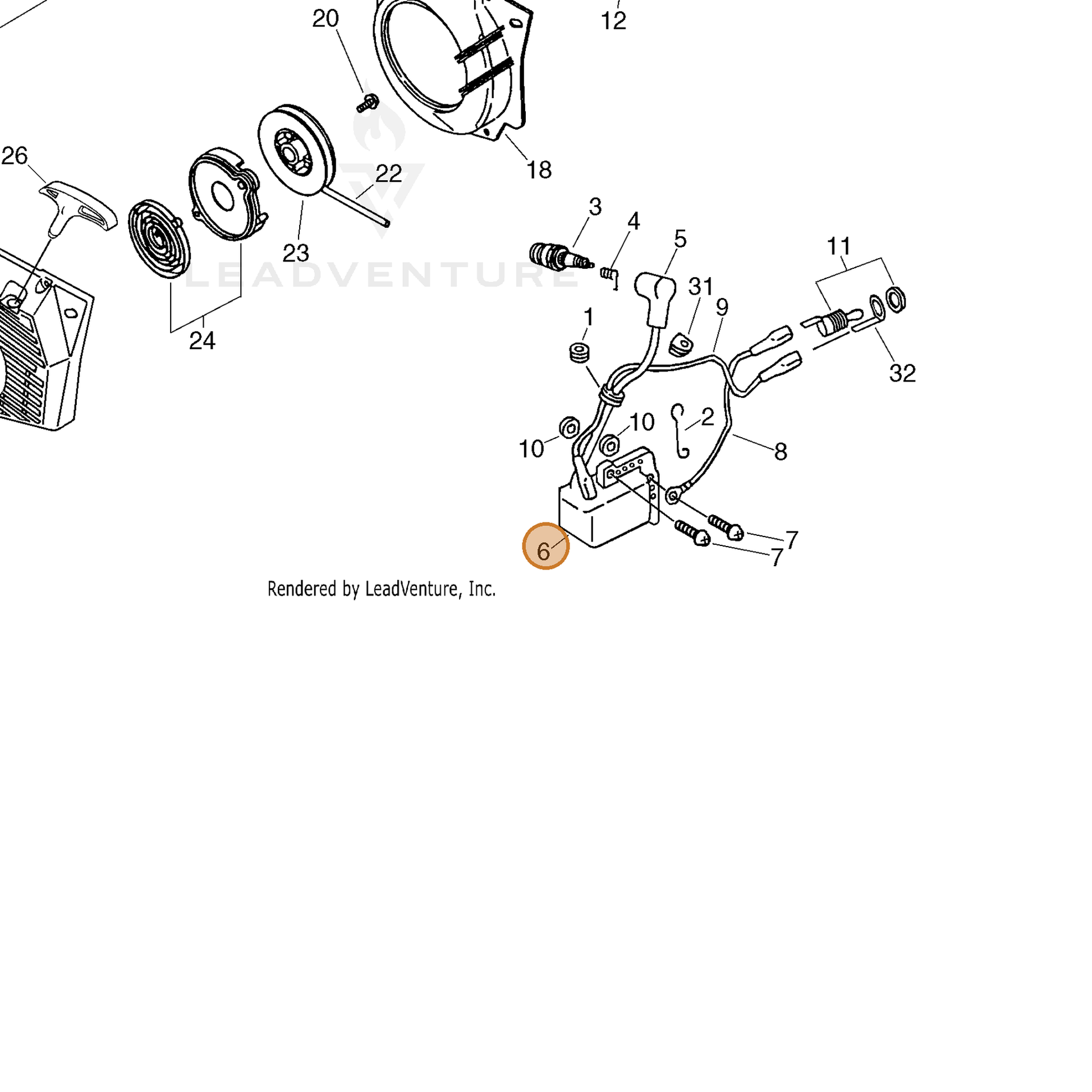 ECHO part 15662660931 — IPL diagram snippet (6x zoom, amber highlight)