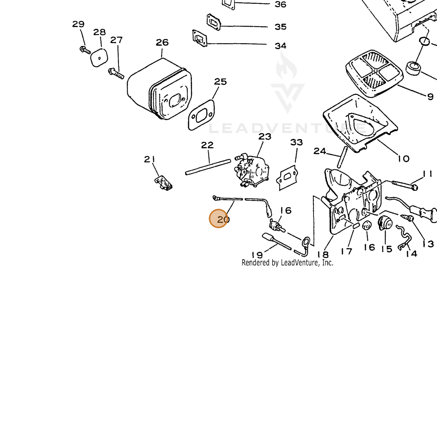 ECHO part 15663037330 — IPL diagram snippet (6x zoom, amber highlight)