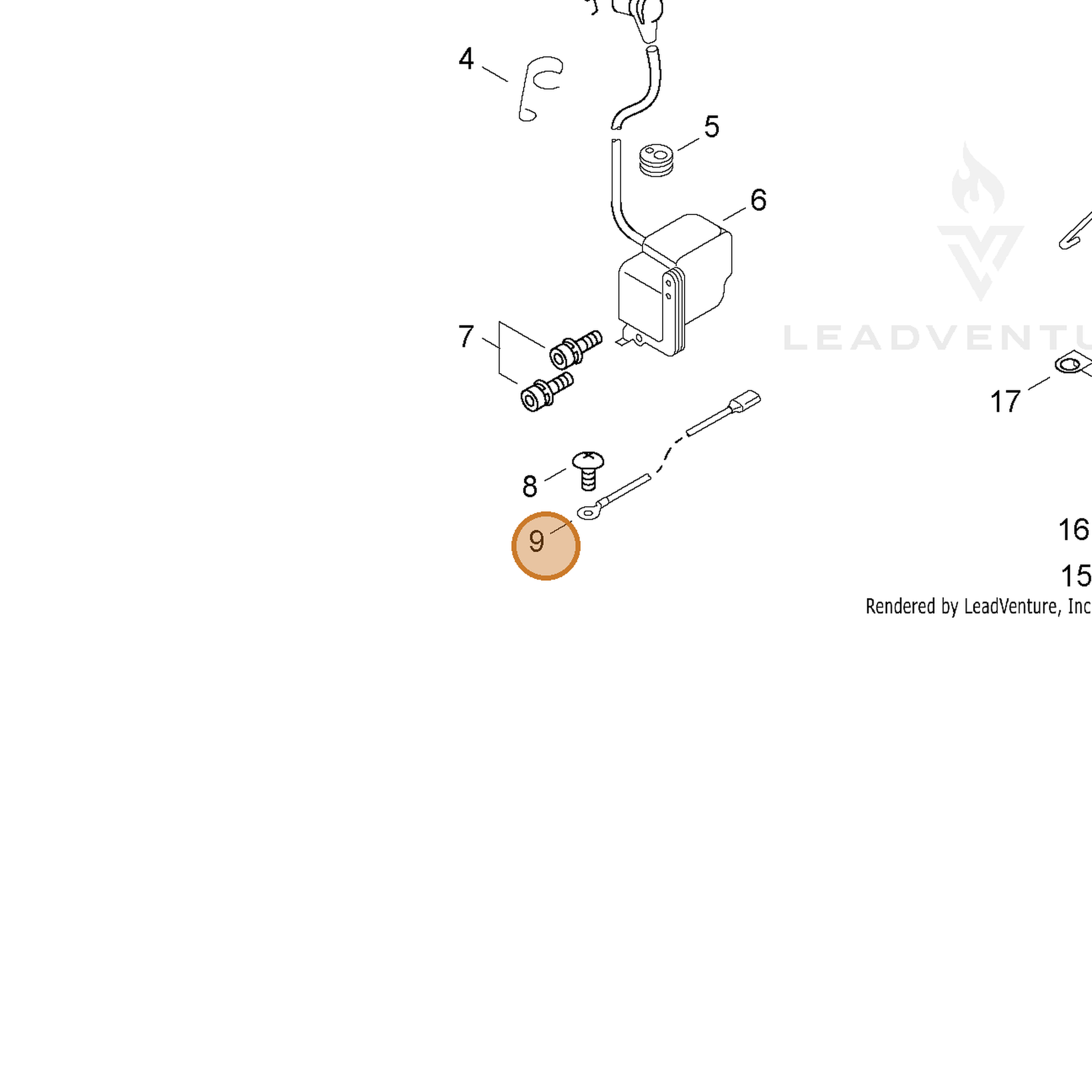 ECHO part 15663039930 — IPL diagram snippet (6x zoom, amber highlight)