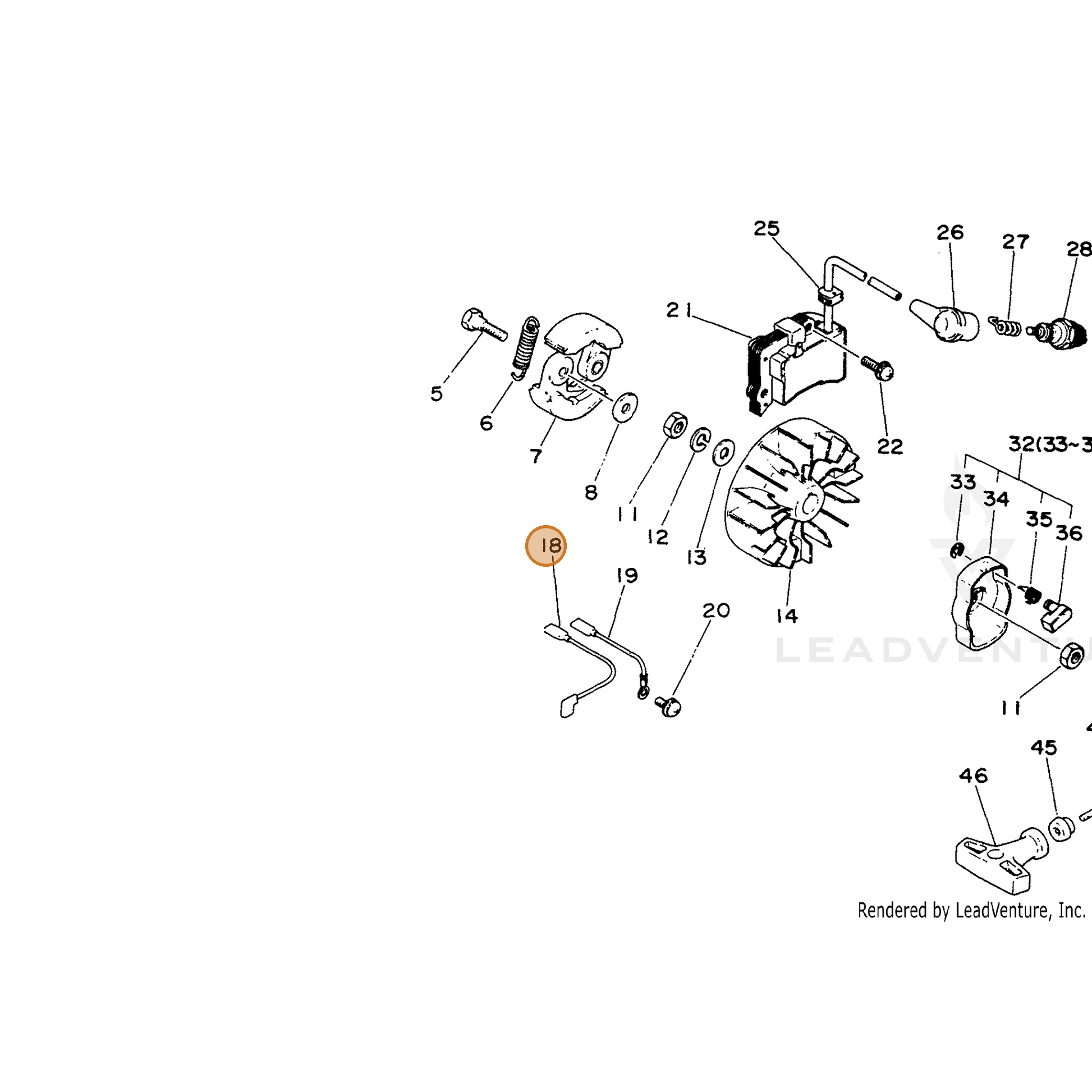 ECHO part 15663040630 — IPL diagram snippet (6x zoom, amber highlight)