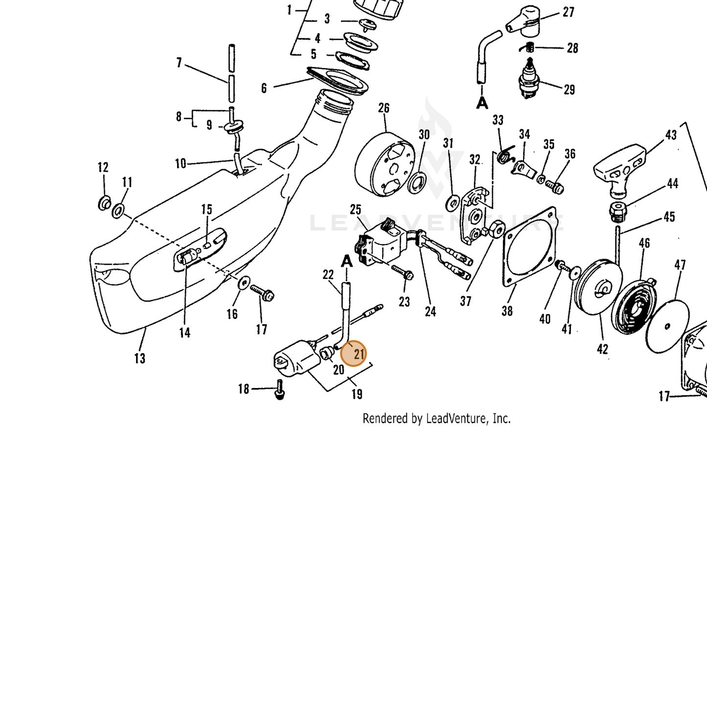 ECHO part 15663103460 — IPL diagram snippet (6x zoom, amber highlight)