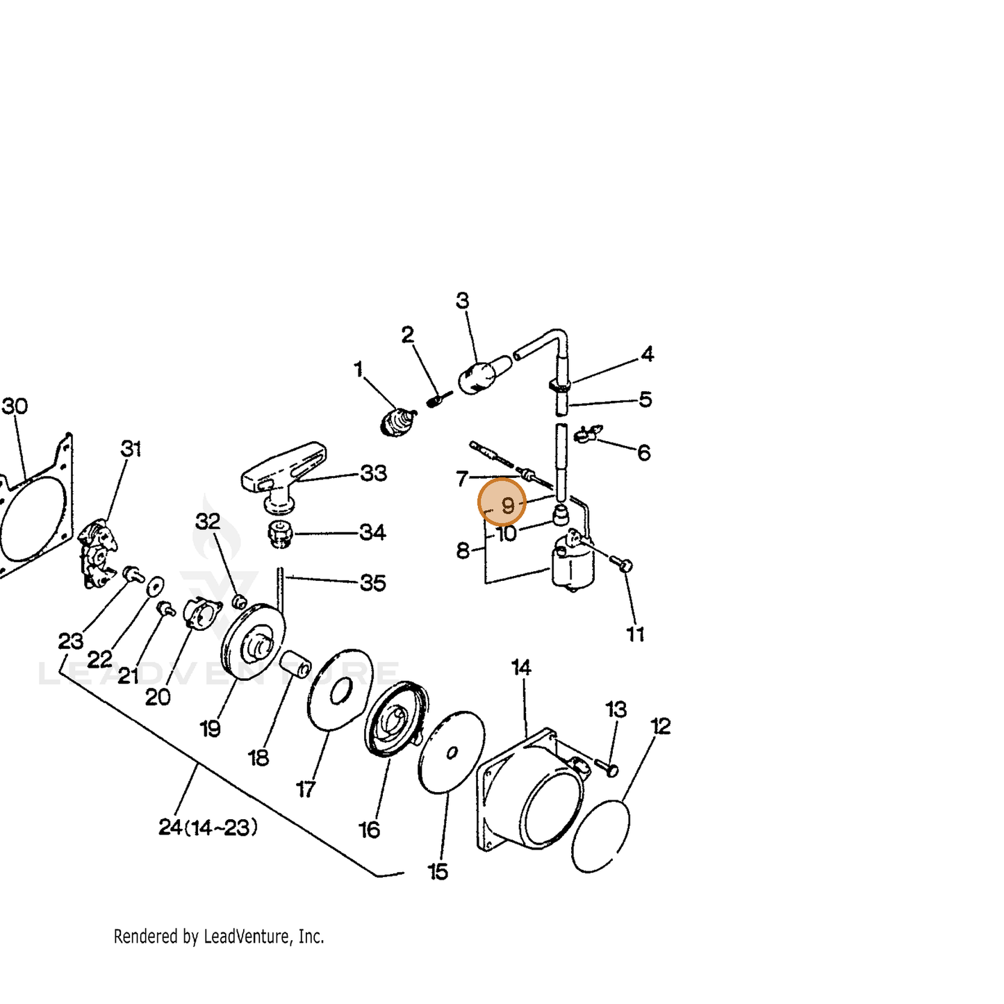 ECHO part 15663203460 — IPL diagram snippet (6x zoom, amber highlight)