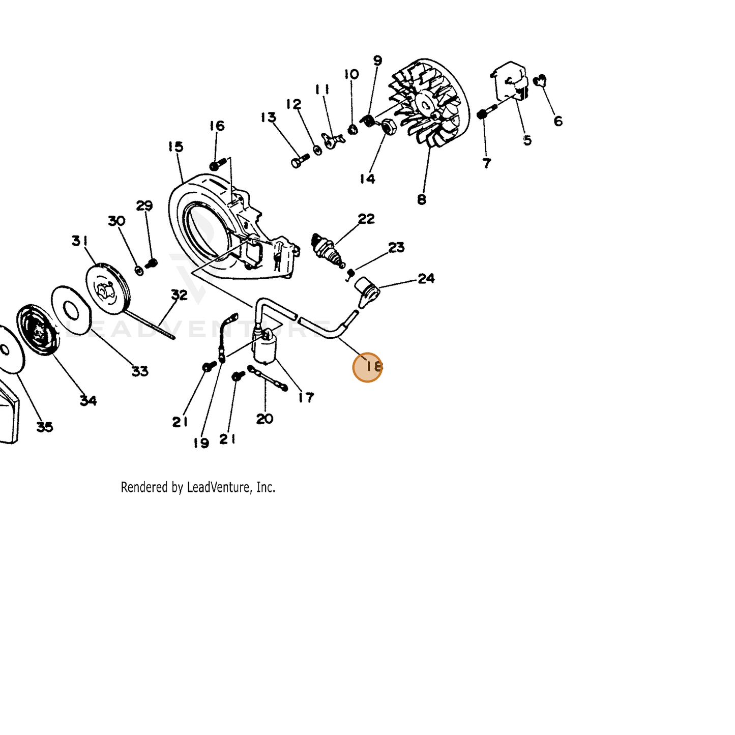 ECHO part 15663315230 — IPL diagram snippet (6x zoom, amber highlight)