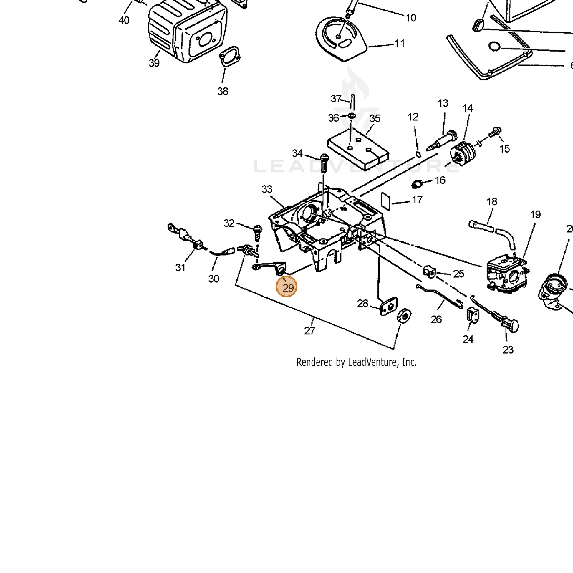 ECHO part 15663532430 — IPL diagram snippet (6x zoom, amber highlight)