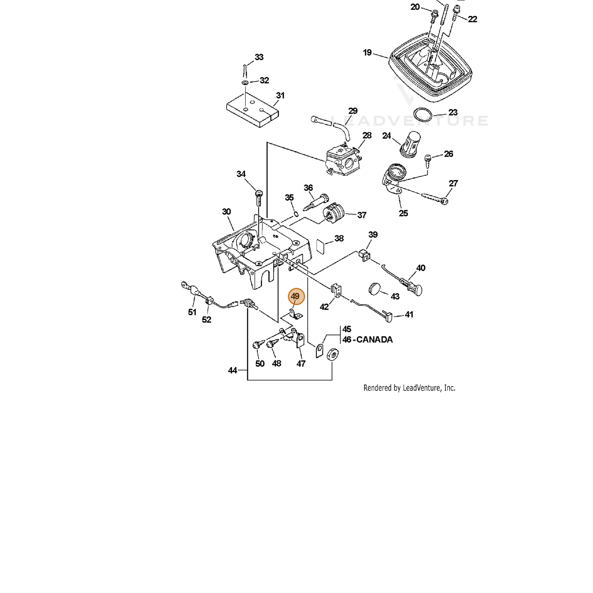 ECHO part 15663532530 — IPL diagram snippet (6x zoom, amber highlight)