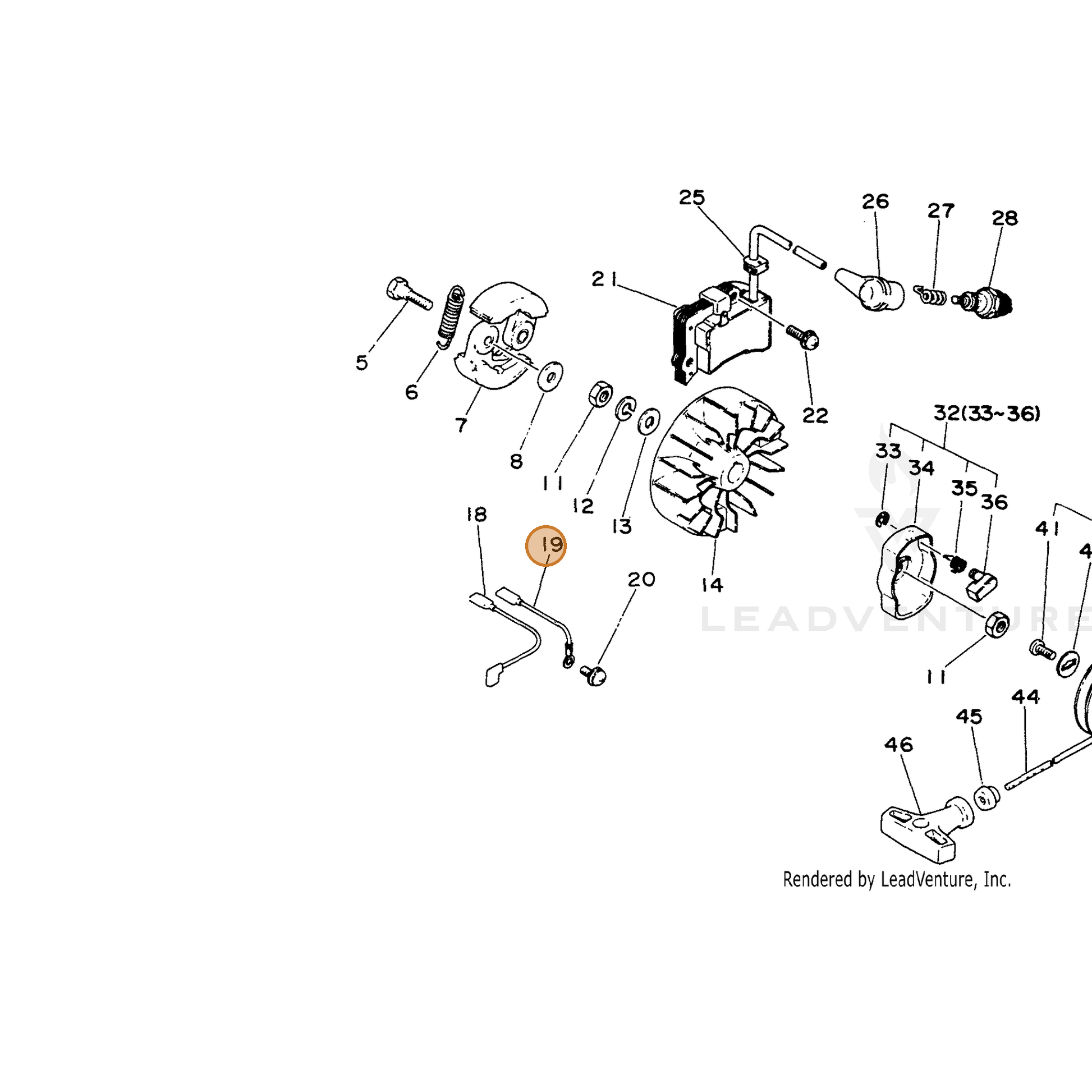 ECHO part 15663540630 — IPL diagram snippet (6x zoom, amber highlight)