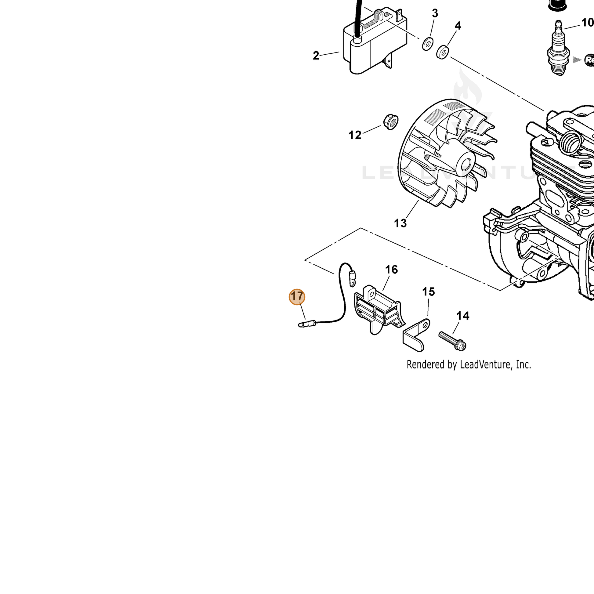 ECHO part 15663543130 — IPL diagram snippet (6x zoom, amber highlight)