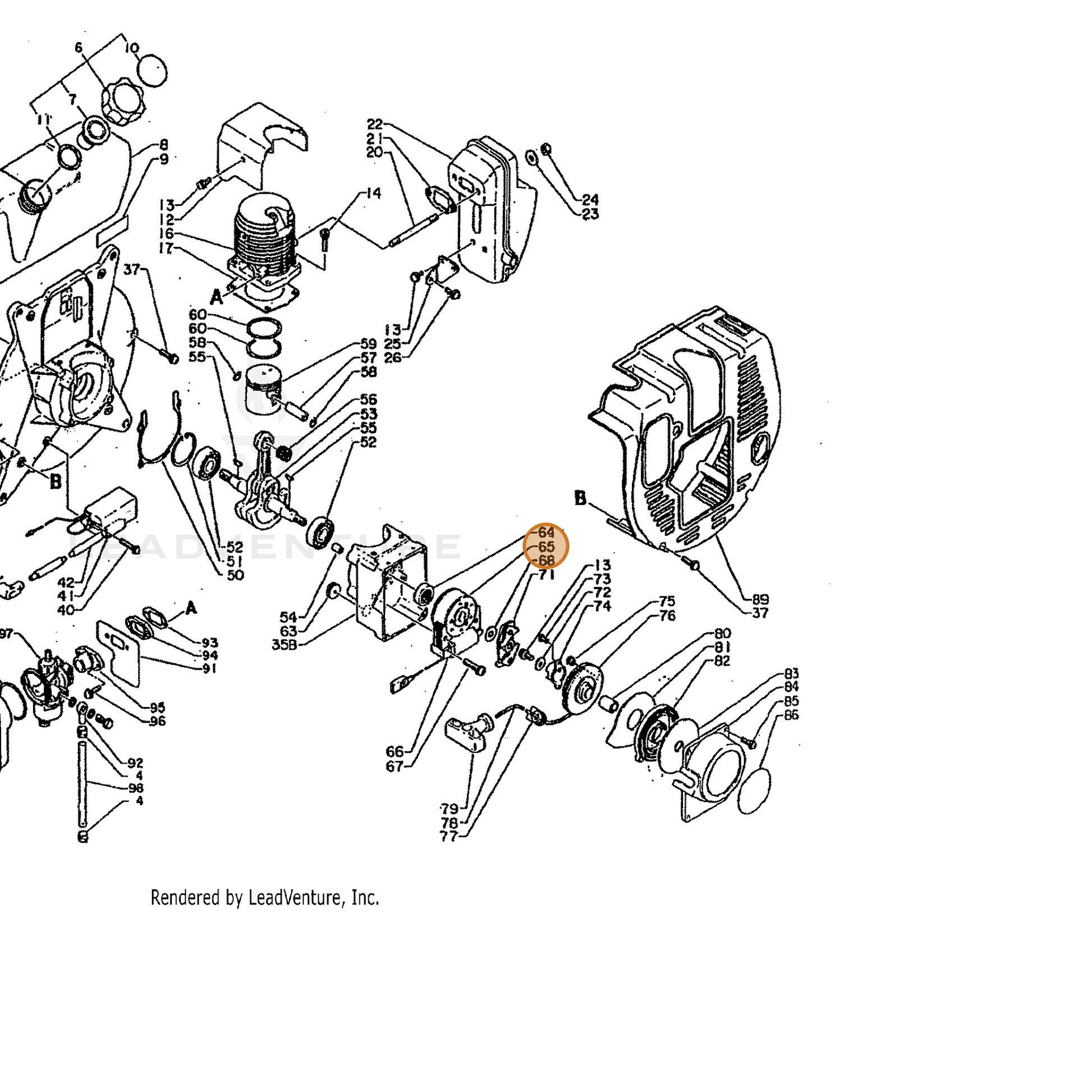 ECHO part 15680003210 — IPL diagram snippet (6x zoom, amber highlight)