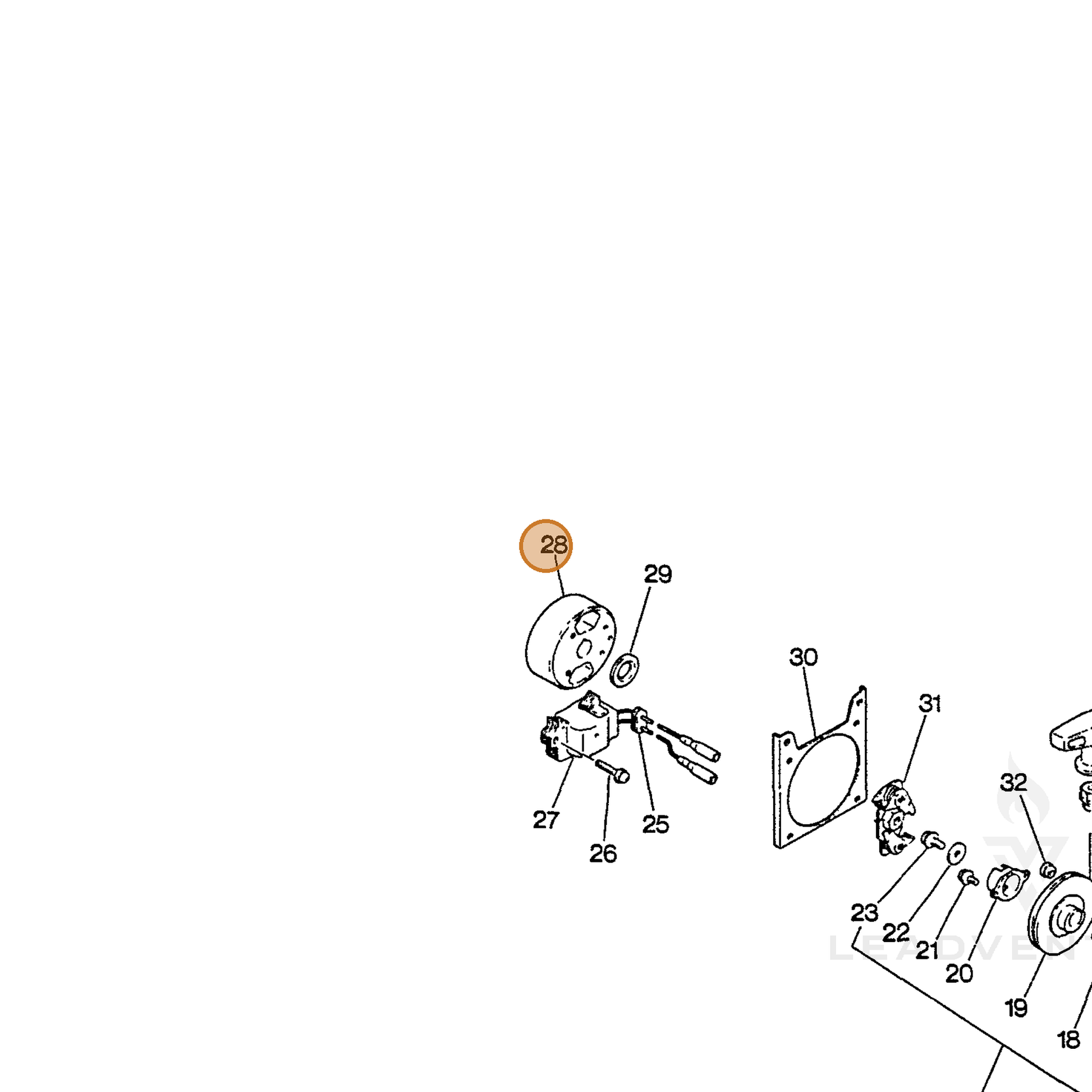 ECHO part 15680003461 — IPL diagram snippet (6x zoom, amber highlight)