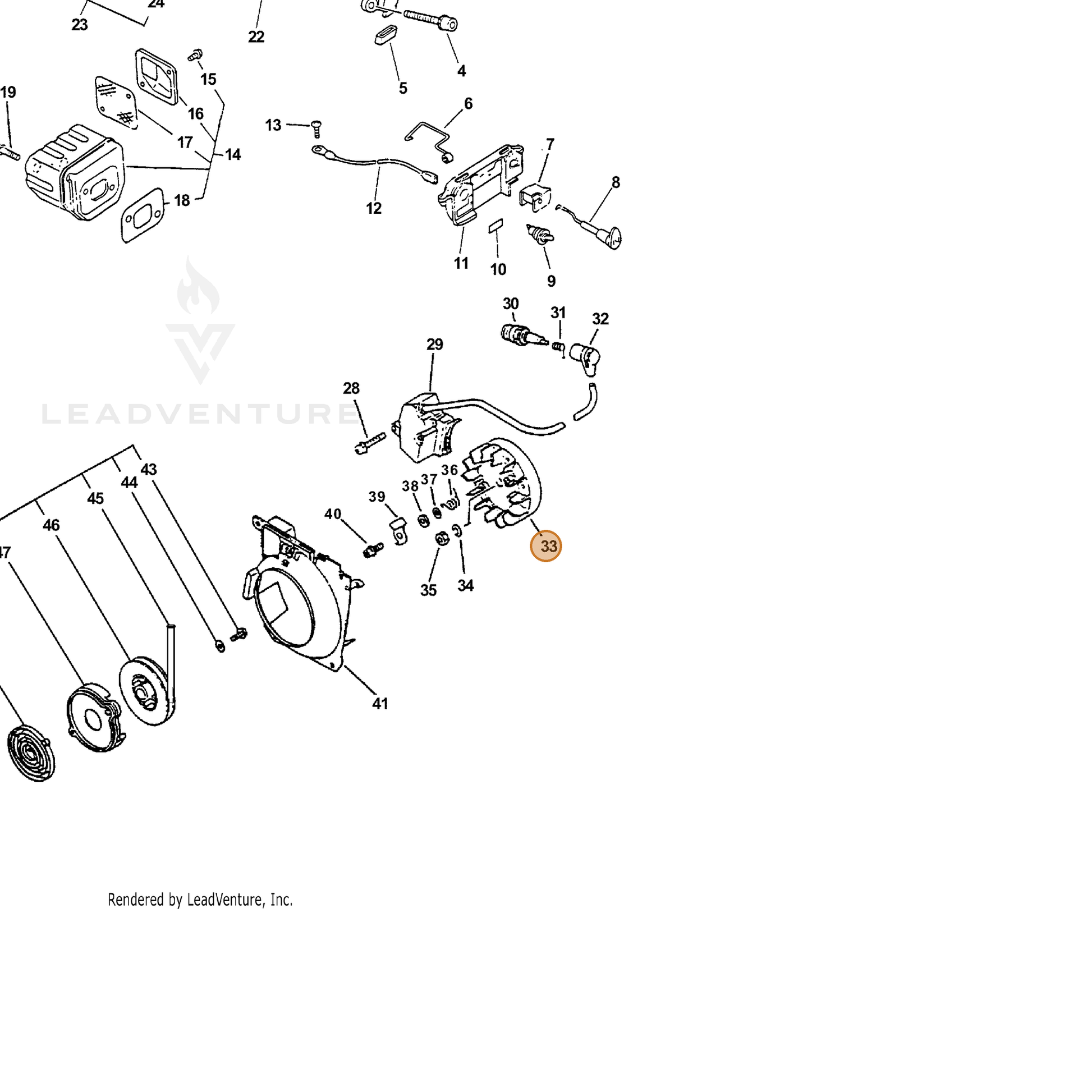 ECHO part 15680038931 — IPL diagram snippet (6x zoom, amber highlight)