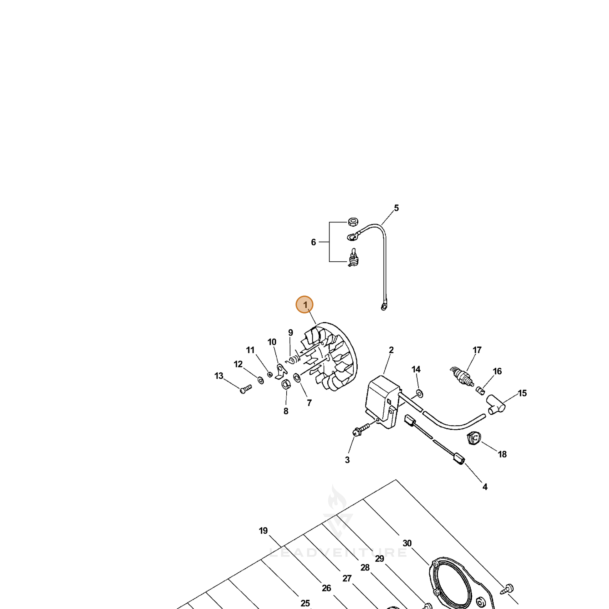 ECHO part 15680039233 — IPL diagram snippet (6x zoom, amber highlight)