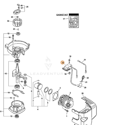 ECHO part 15680105360 — IPL diagram snippet (6x zoom, amber highlight)