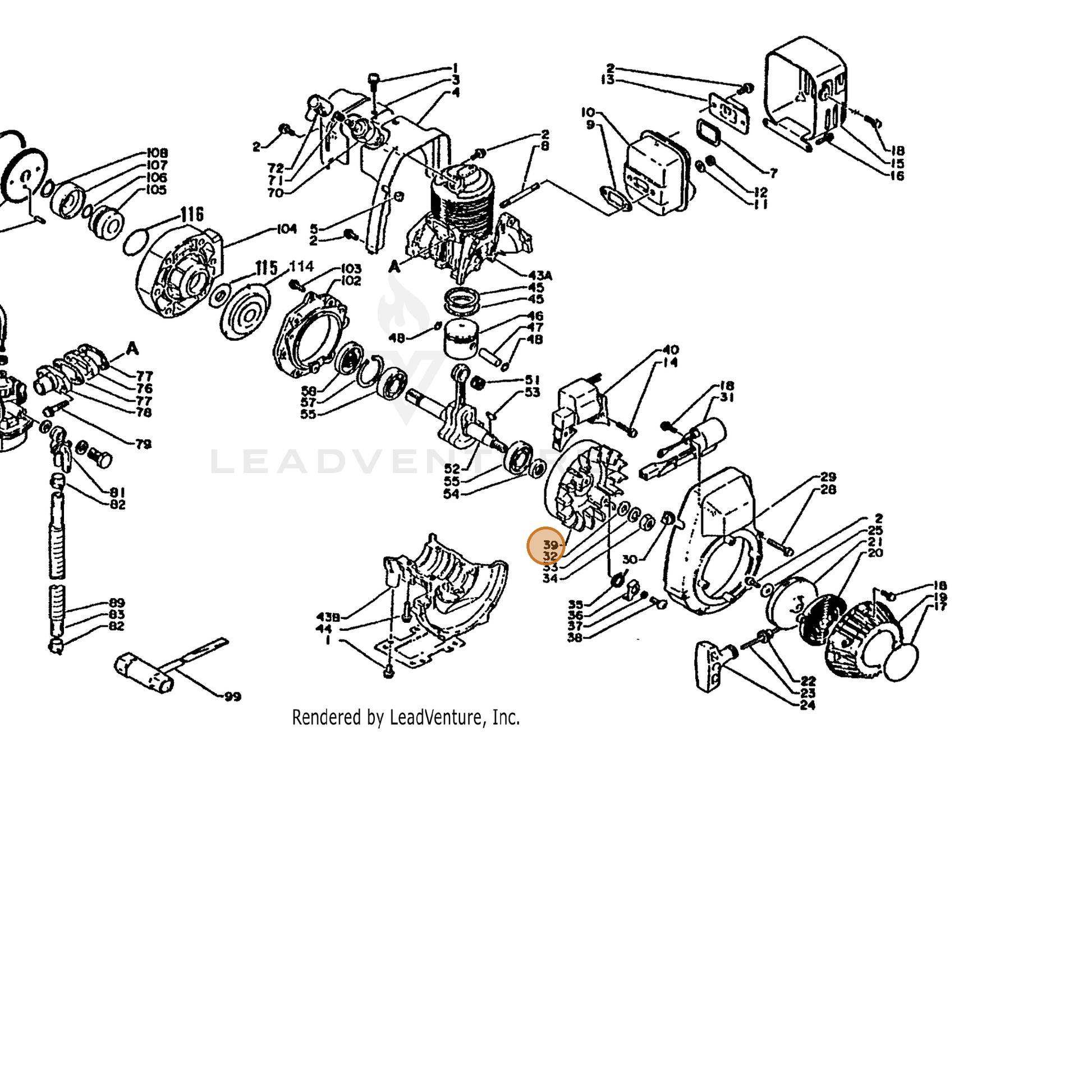 ECHO part 15680108021 — IPL diagram snippet (6x zoom, amber highlight)