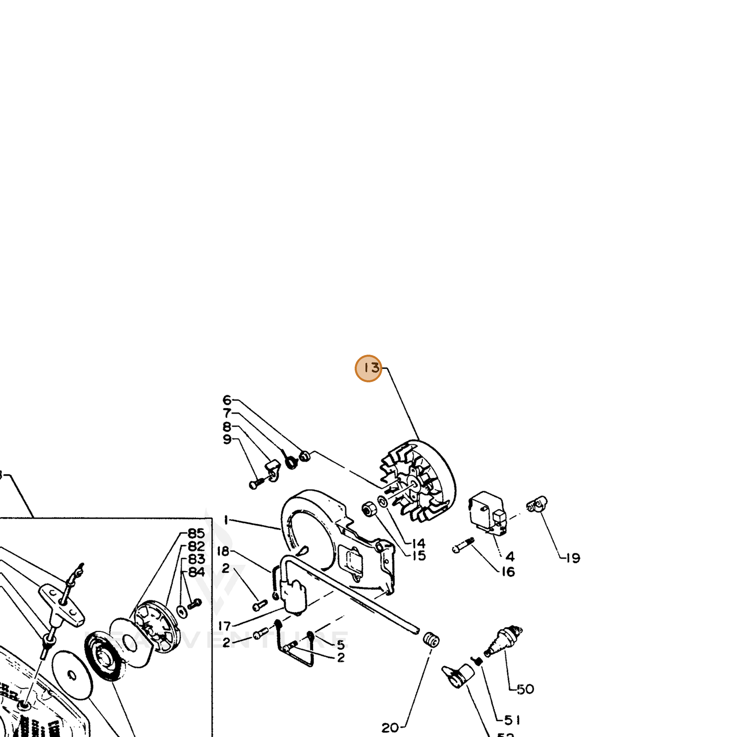 ECHO part 15680114530 — IPL diagram snippet (6x zoom, amber highlight)