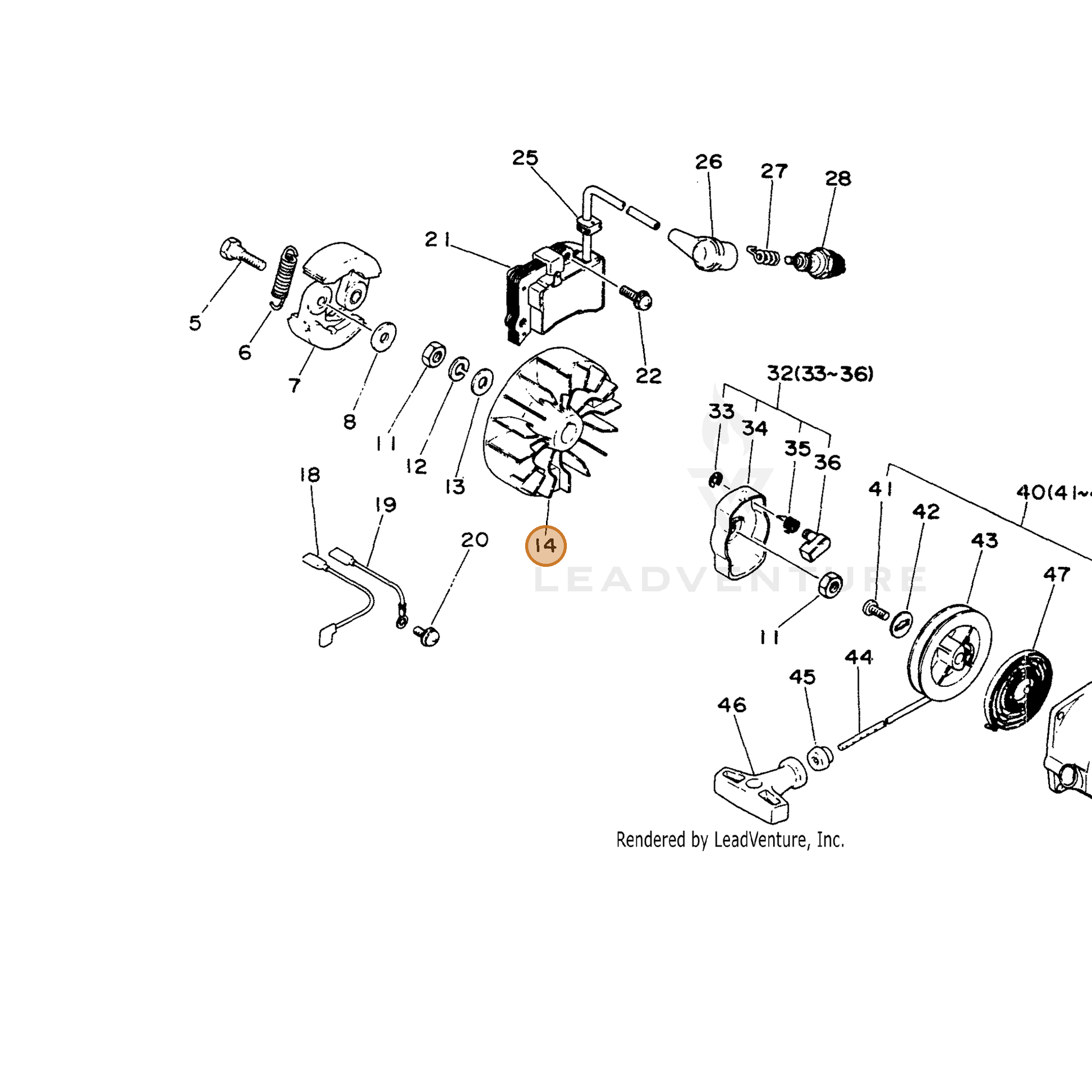 ECHO part 15680128230 — IPL diagram snippet (6x zoom, amber highlight)
