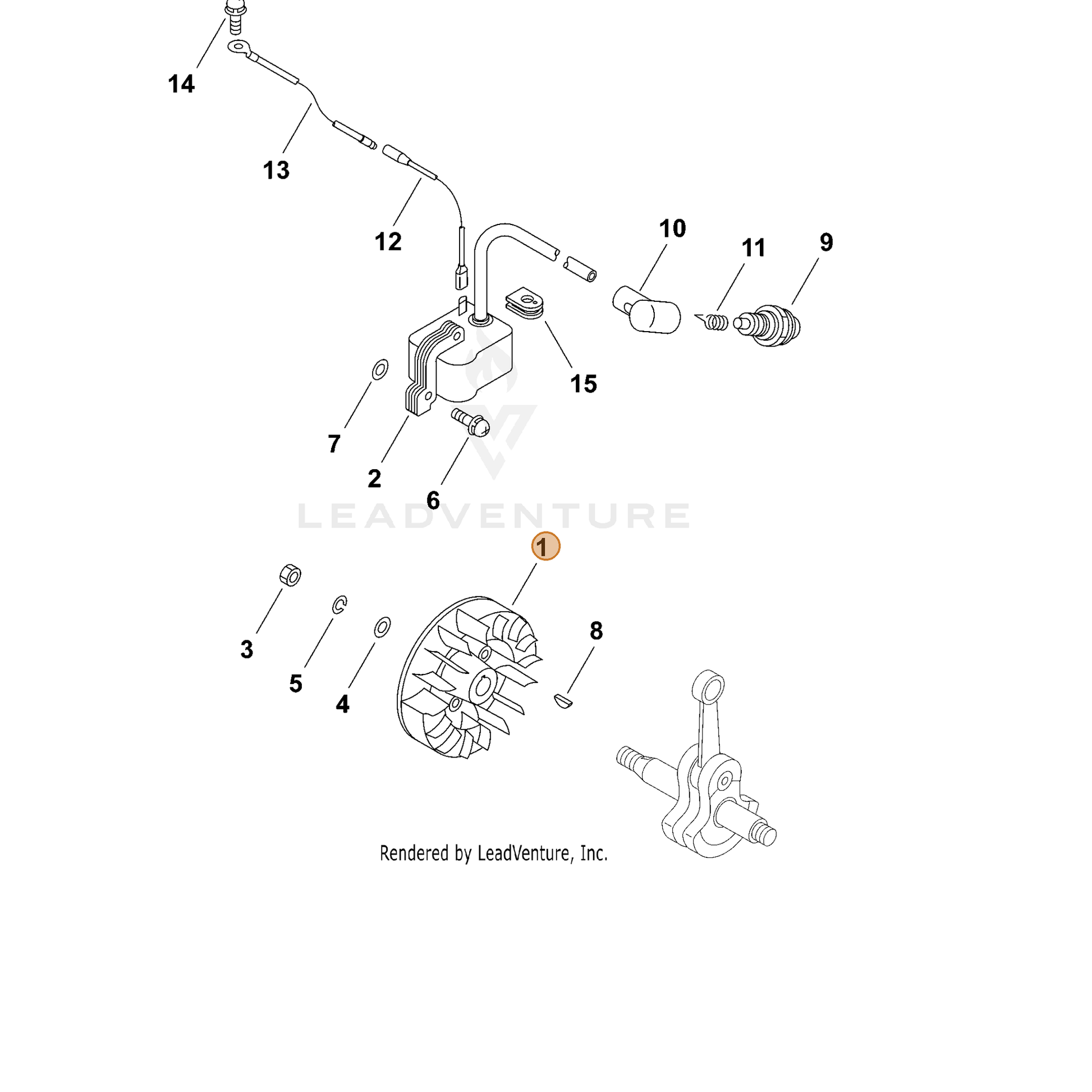 ECHO part 15680142230 — IPL diagram snippet (6x zoom, amber highlight)