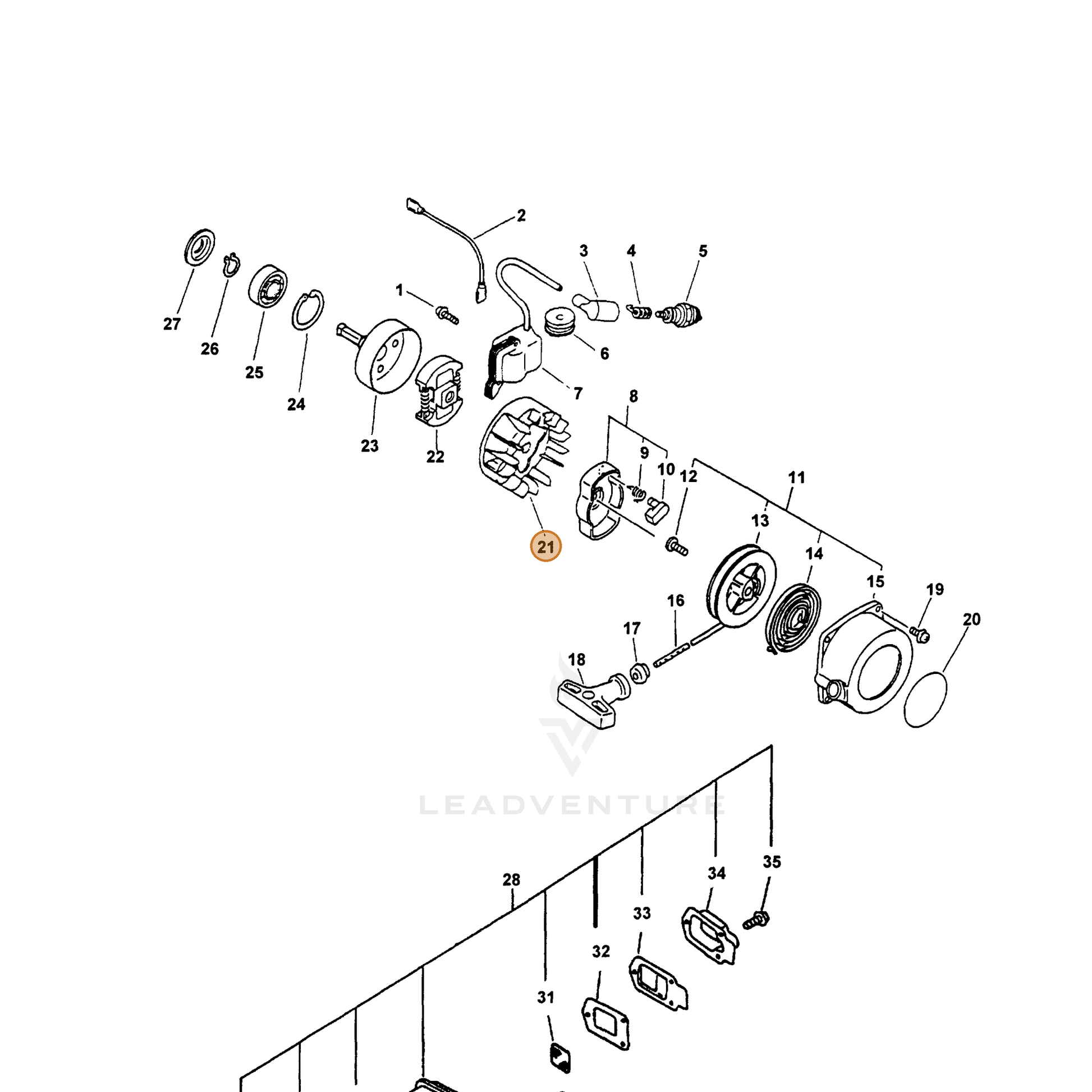 ECHO part 15680144731 — IPL diagram snippet (6x zoom, amber highlight)