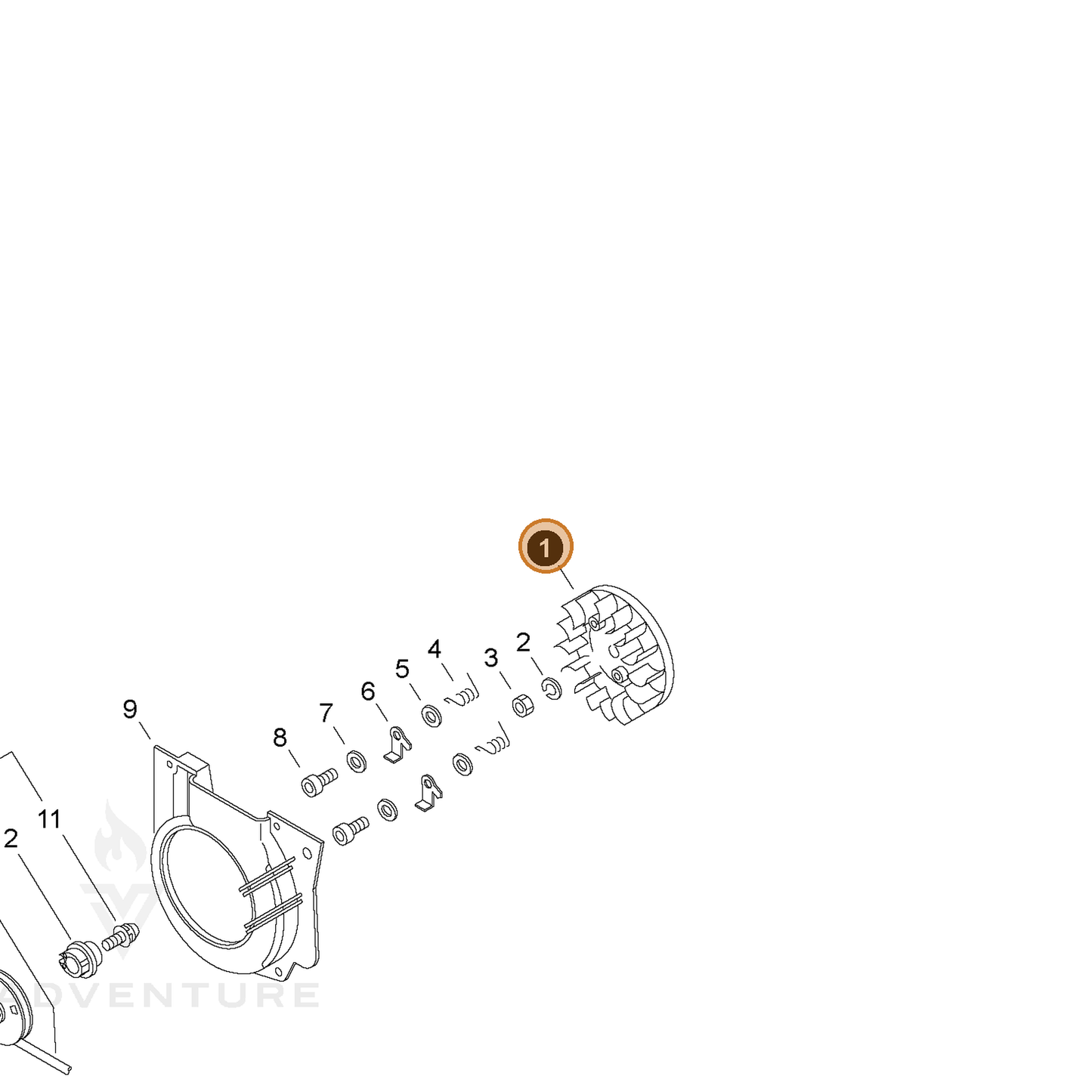 ECHO part 15680160630 — IPL diagram snippet (6x zoom, amber highlight)