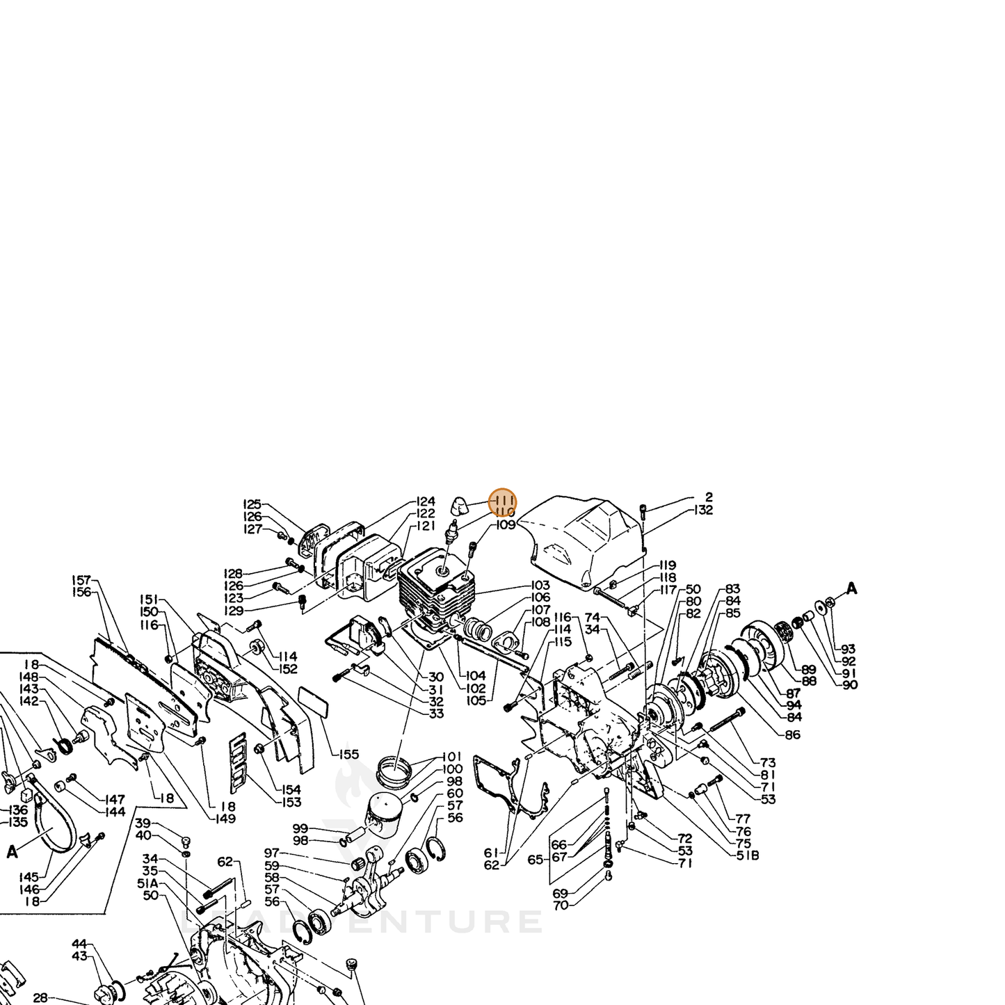 ECHO part 15900500331 — IPL diagram snippet (6x zoom, amber highlight)