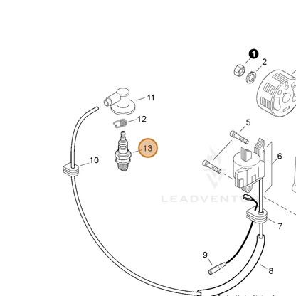 ECHO part 15901010130 — IPL diagram snippet (6x zoom, amber highlight)