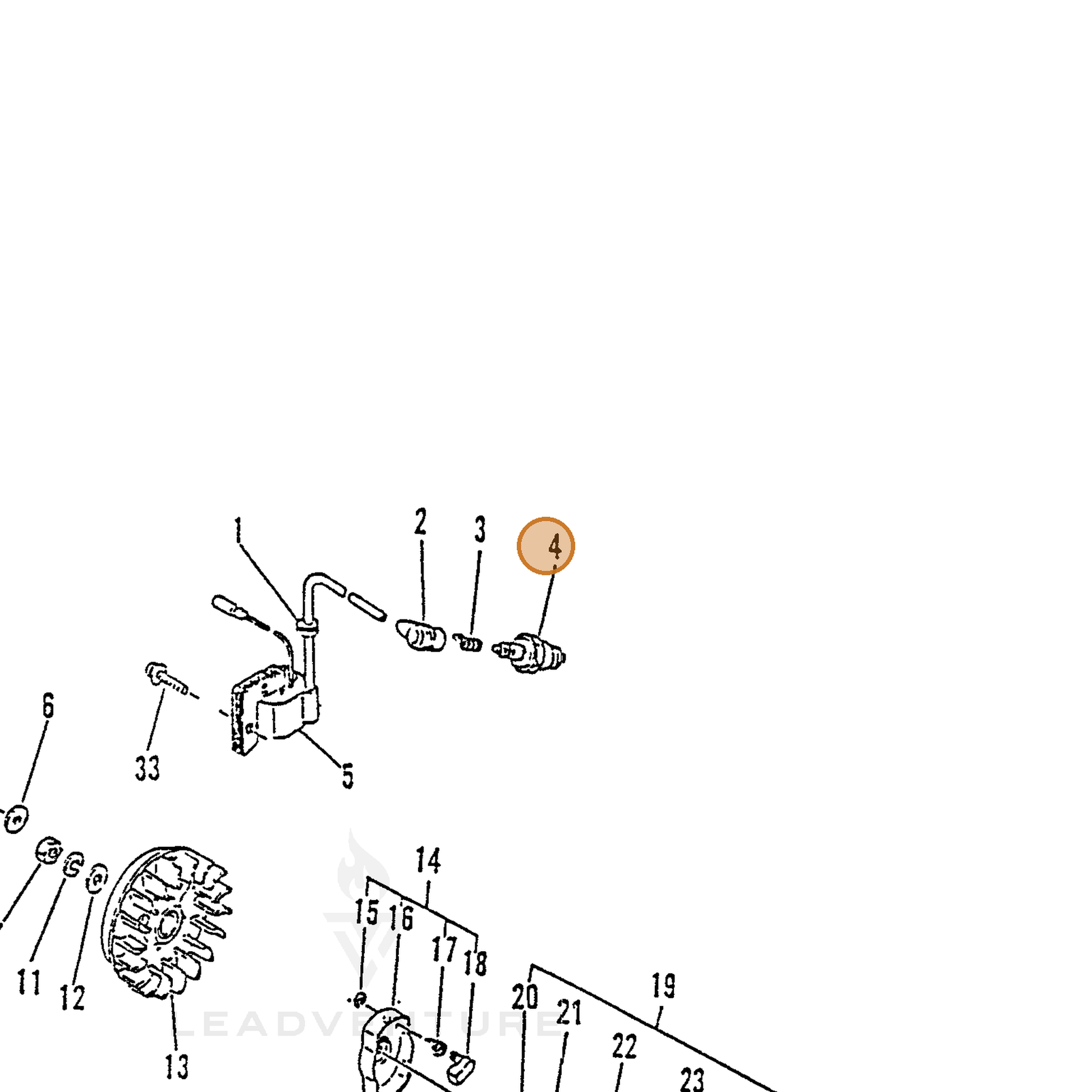 ECHO part 15901010230 — IPL diagram snippet (6x zoom, amber highlight)