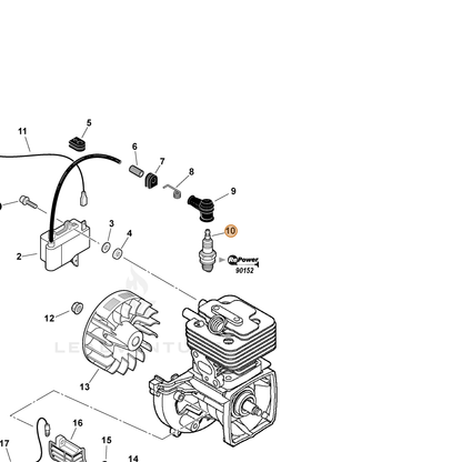 ECHO part 15901019830 — IPL diagram snippet (6x zoom, amber highlight)