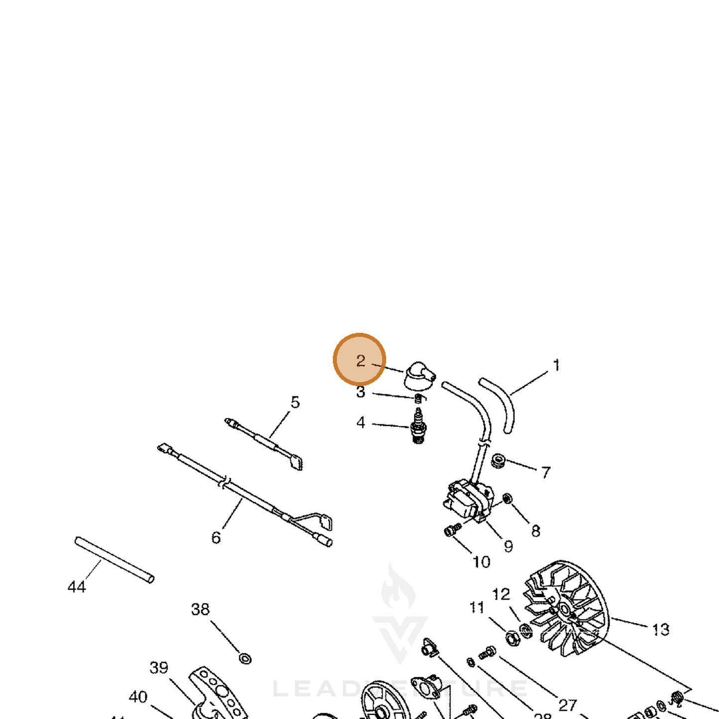 ECHO part 15901216430 — IPL diagram snippet (6x zoom, amber highlight)