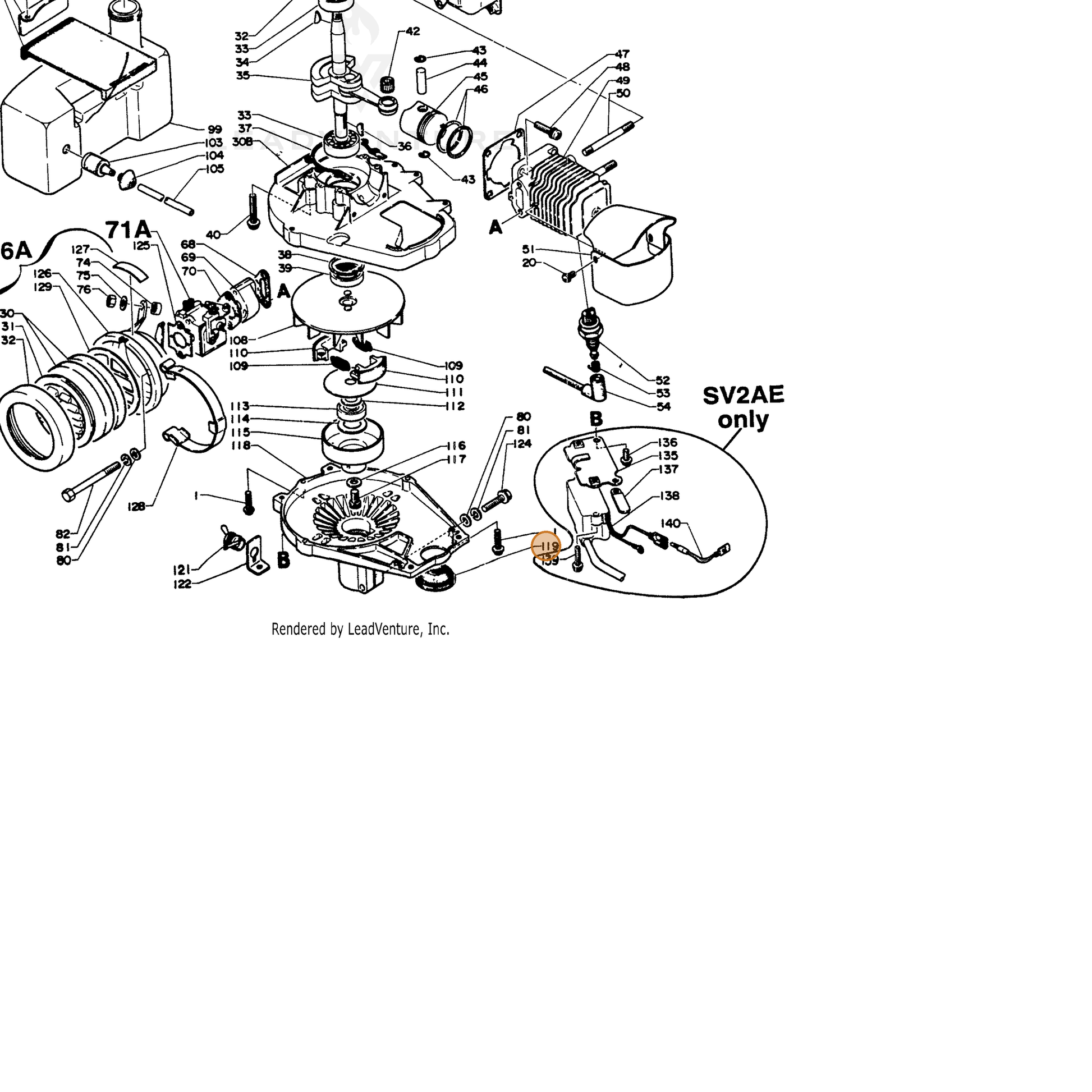 ECHO part 15901504630 — IPL diagram snippet (6x zoom, amber highlight)