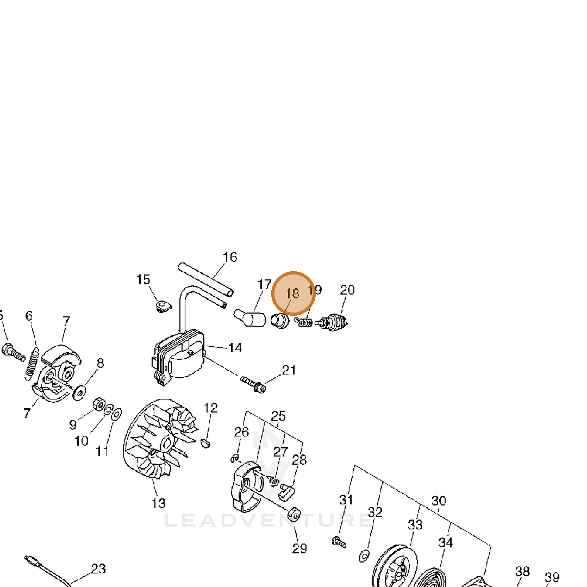 ECHO part 15901555230 — IPL diagram snippet (6x zoom, amber highlight)