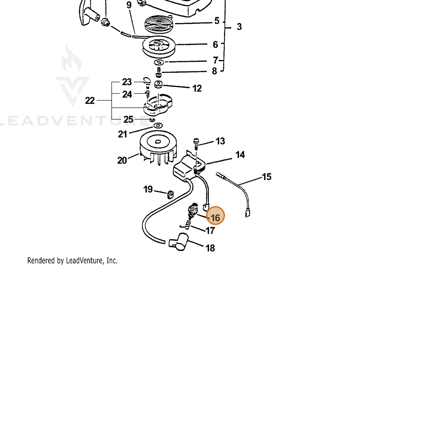 ECHO part 15901710230 — IPL diagram snippet (6x zoom, amber highlight)