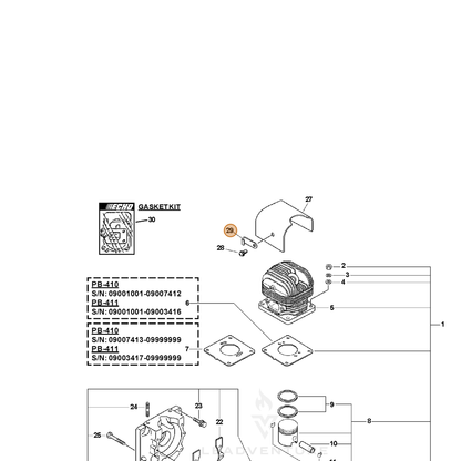 ECHO part 15911001110 — IPL diagram snippet (6x zoom, amber highlight)