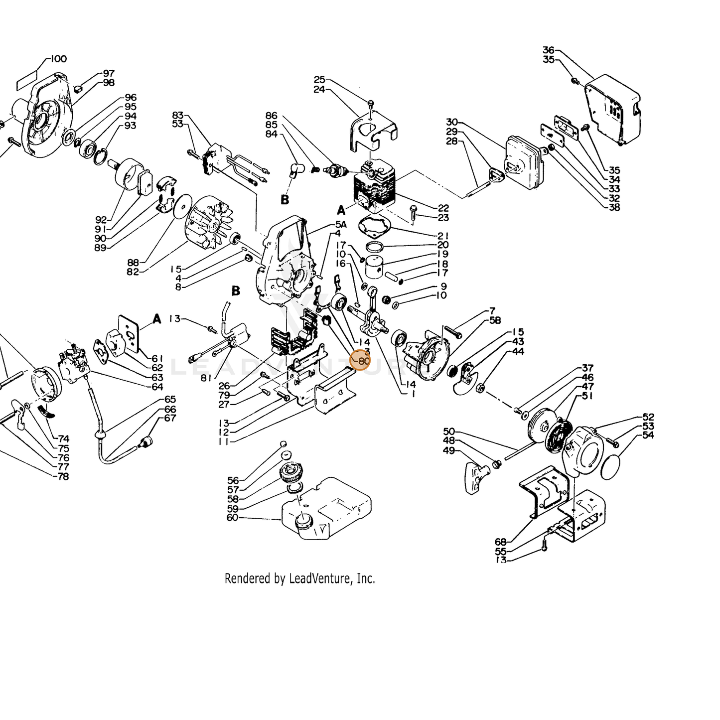 ECHO part 15911007420 — IPL diagram snippet (6x zoom, amber highlight)