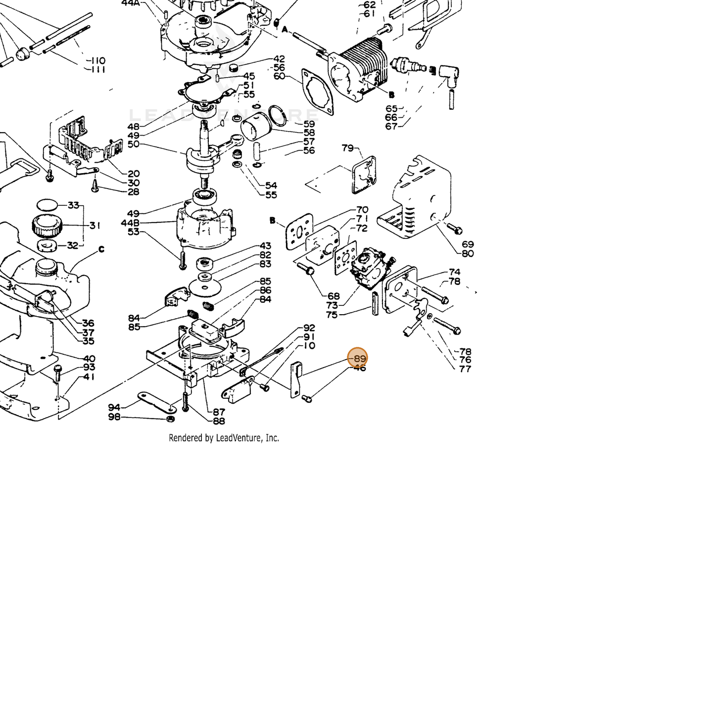 ECHO part 15911202960 — IPL diagram snippet (6x zoom, amber highlight)