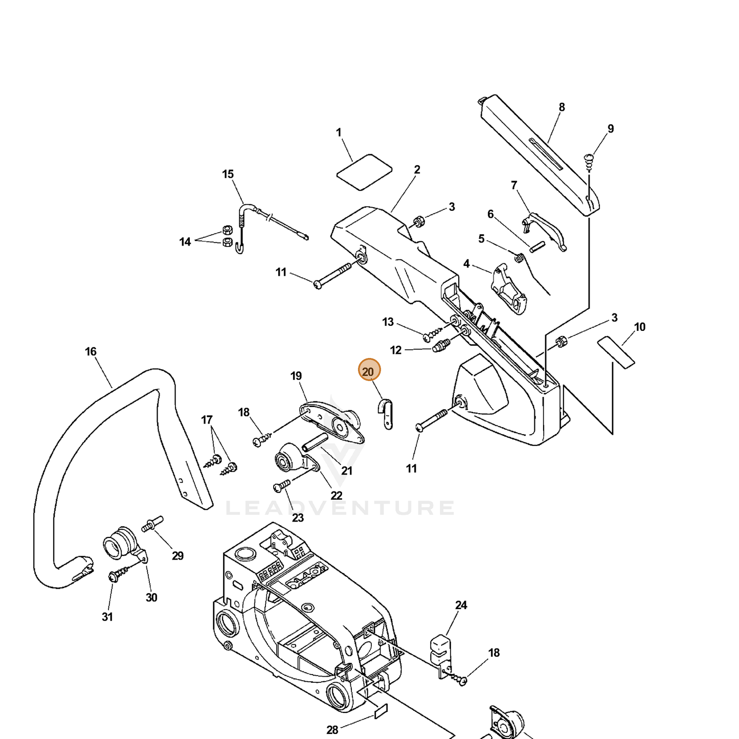 ECHO part 15911318430 — IPL diagram snippet (6x zoom, amber highlight)