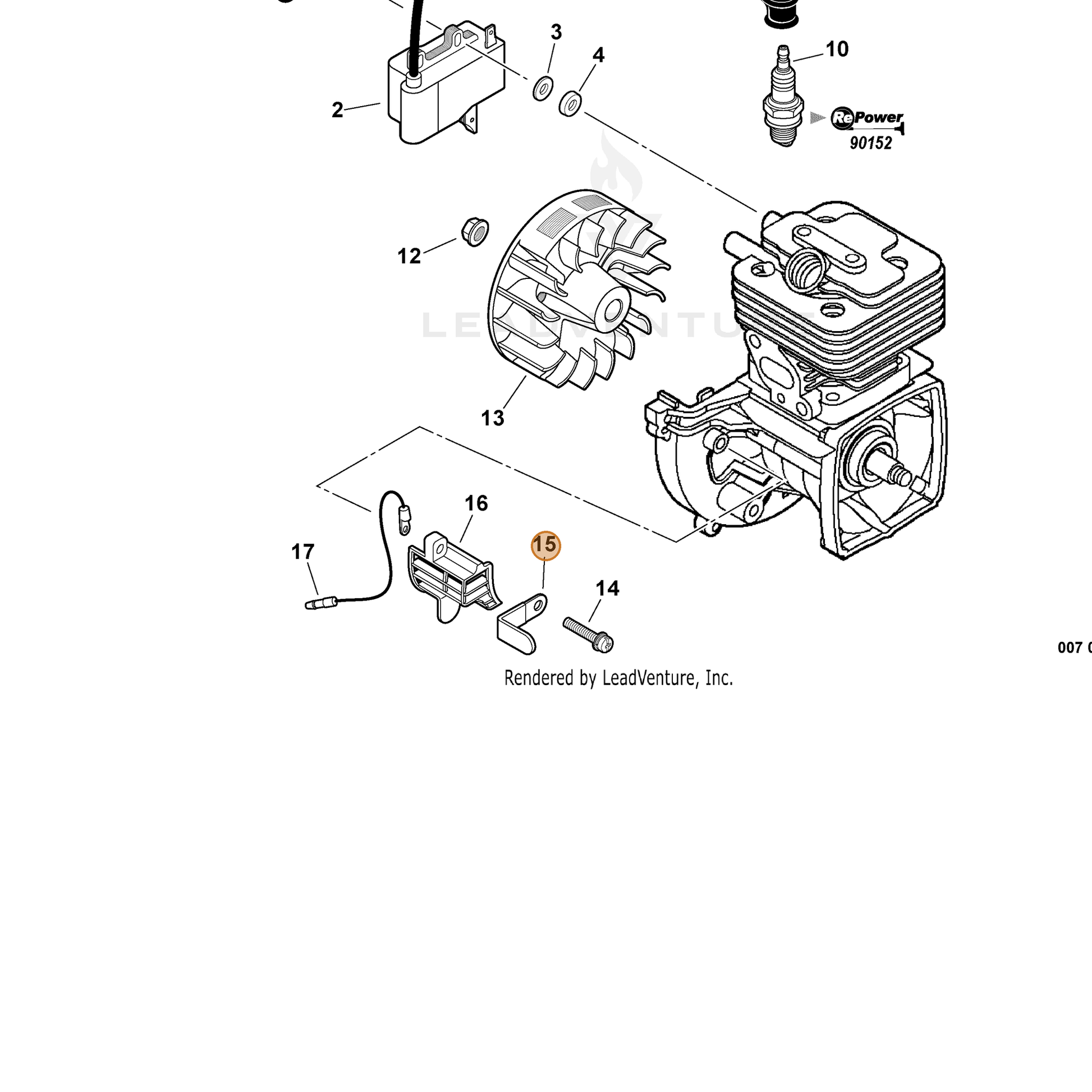 ECHO part 15911621231 — IPL diagram snippet (6x zoom, amber highlight)