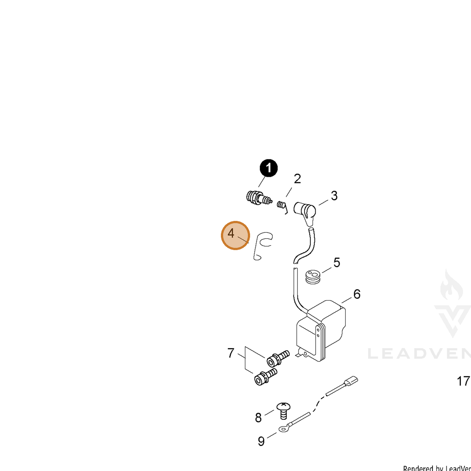 ECHO part 15911839930 — IPL diagram snippet (6x zoom, amber highlight)