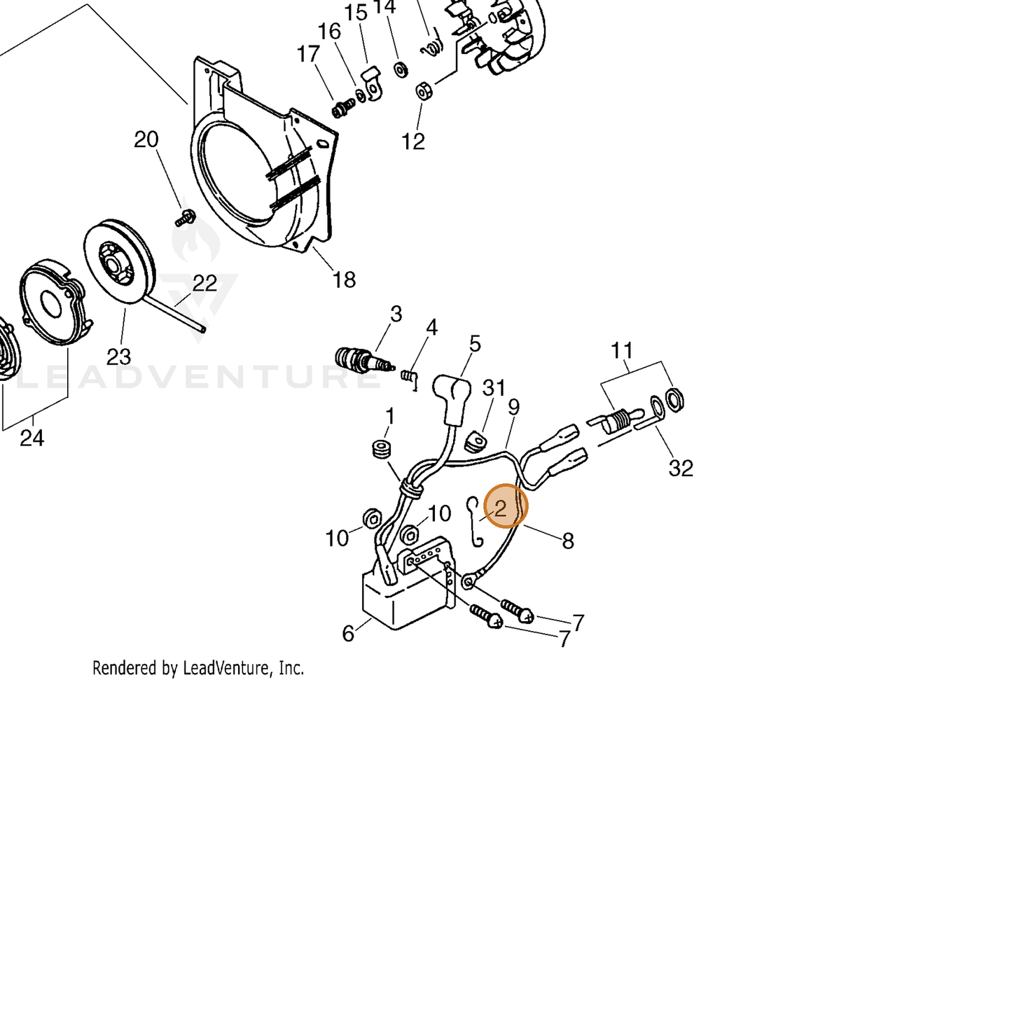 ECHO part 15911860930 — IPL diagram snippet (6x zoom, amber highlight)