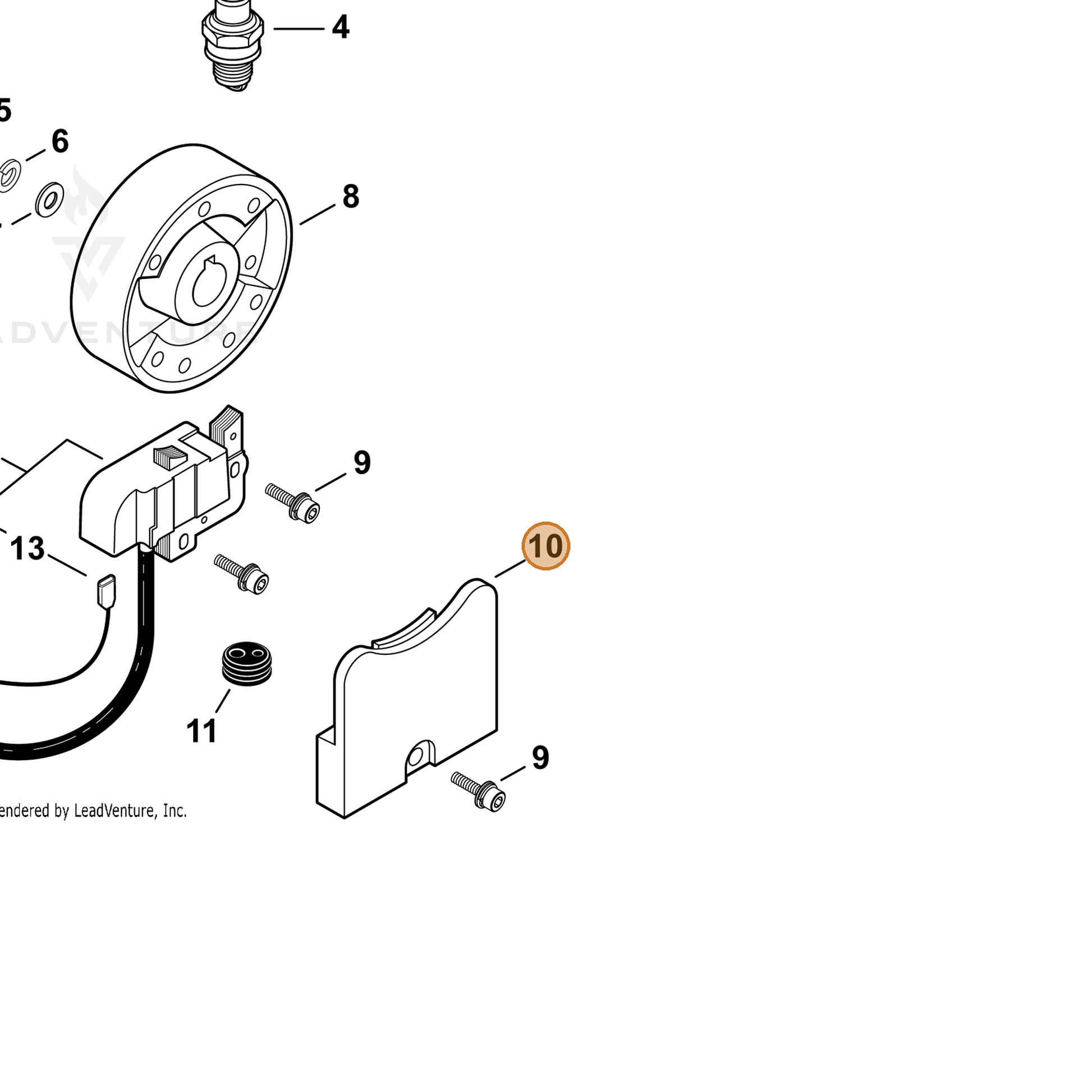 ECHO part 15912908261 — IPL diagram snippet (6x zoom, amber highlight)