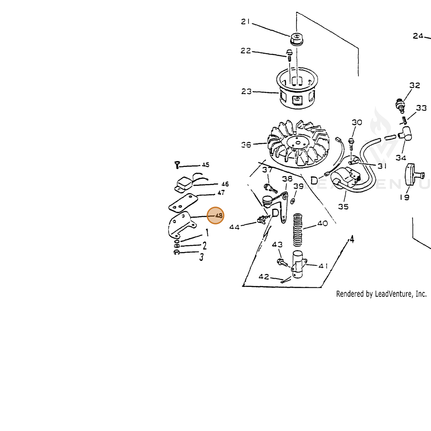 ECHO part 15931011620 — IPL diagram snippet (6x zoom, amber highlight)