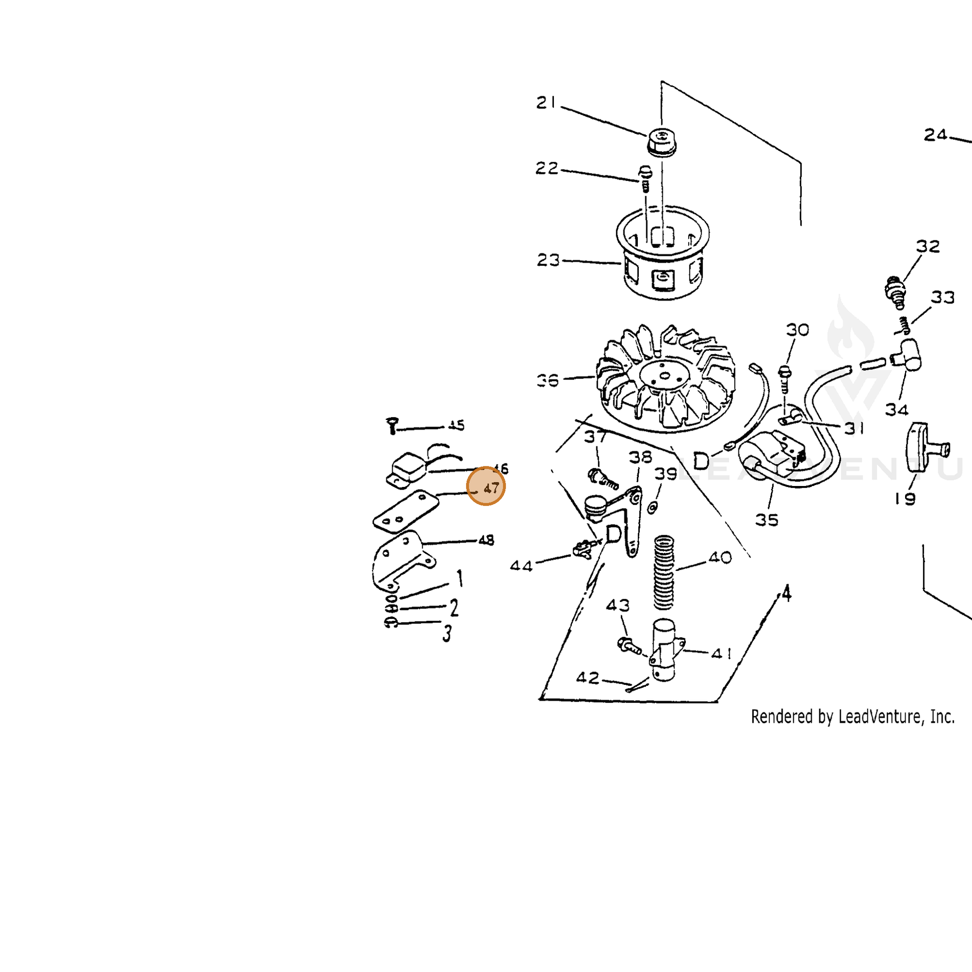 ECHO part 15931811620 — IPL diagram snippet (6x zoom, amber highlight)